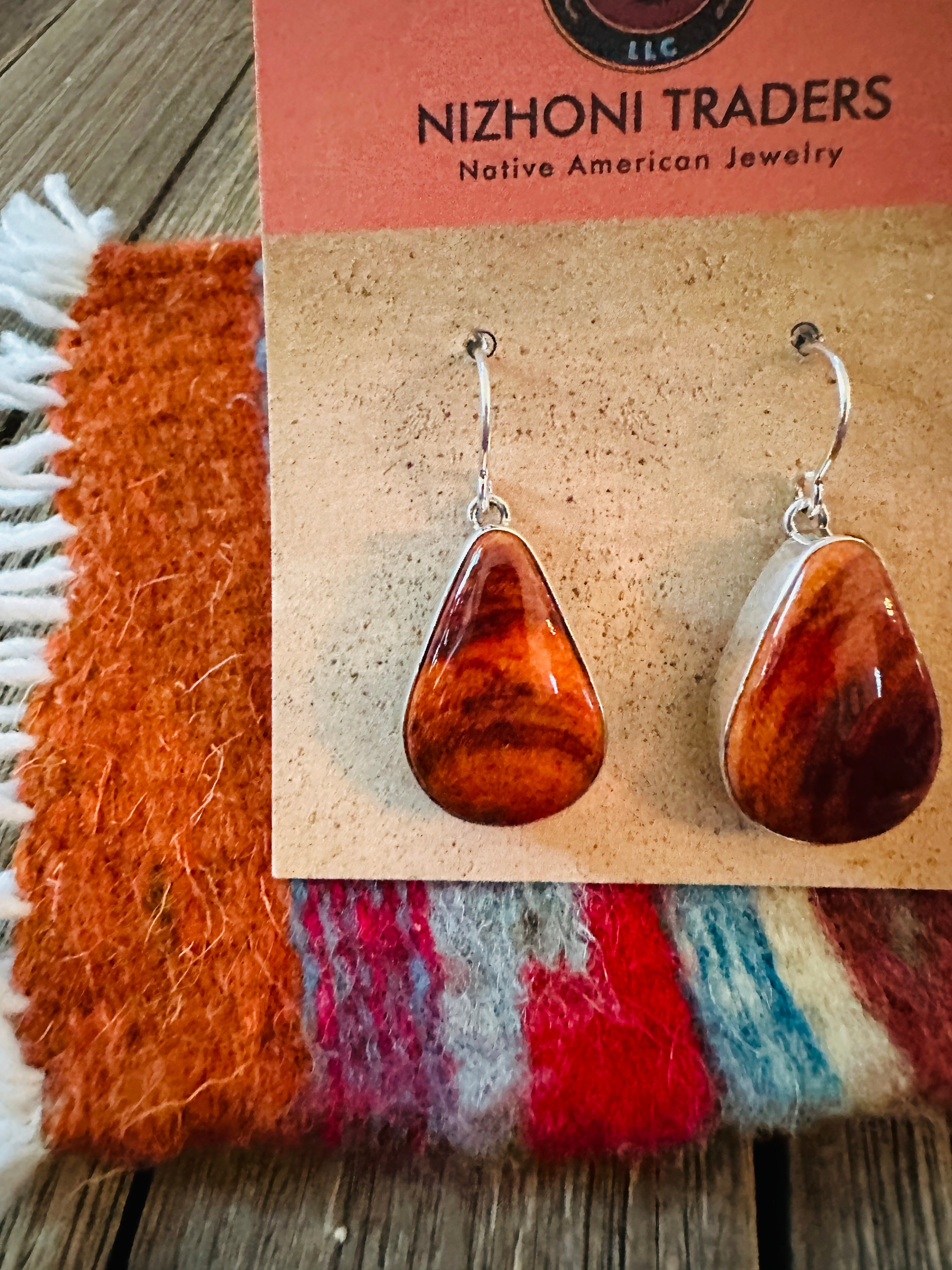Handcrafted Spiny Oyster & Sterling Silver Dangle Earrings