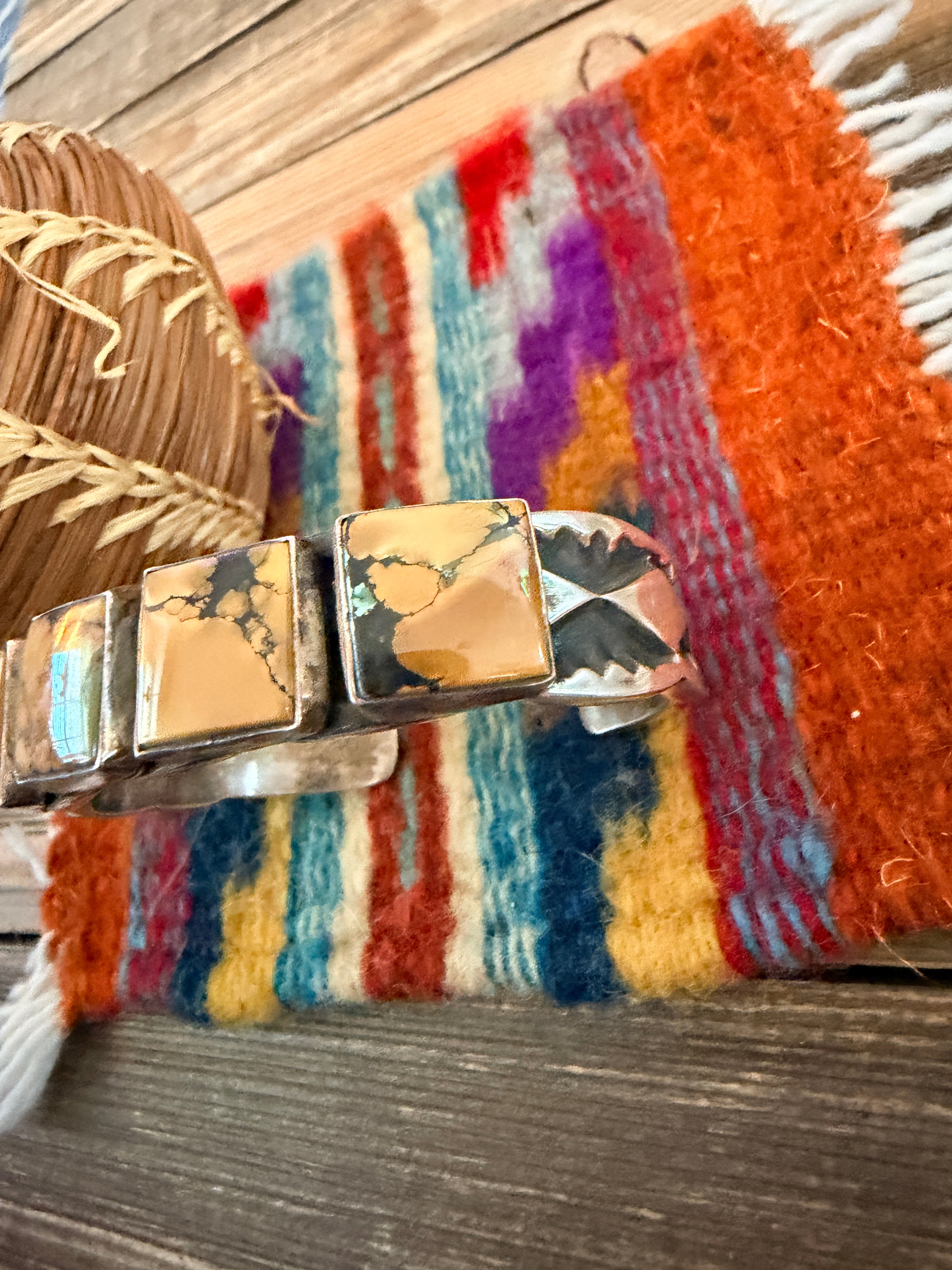 Handcrafted Tibetan Turquoise & Sterling Silver Cuff Bracelet by Nora Bill