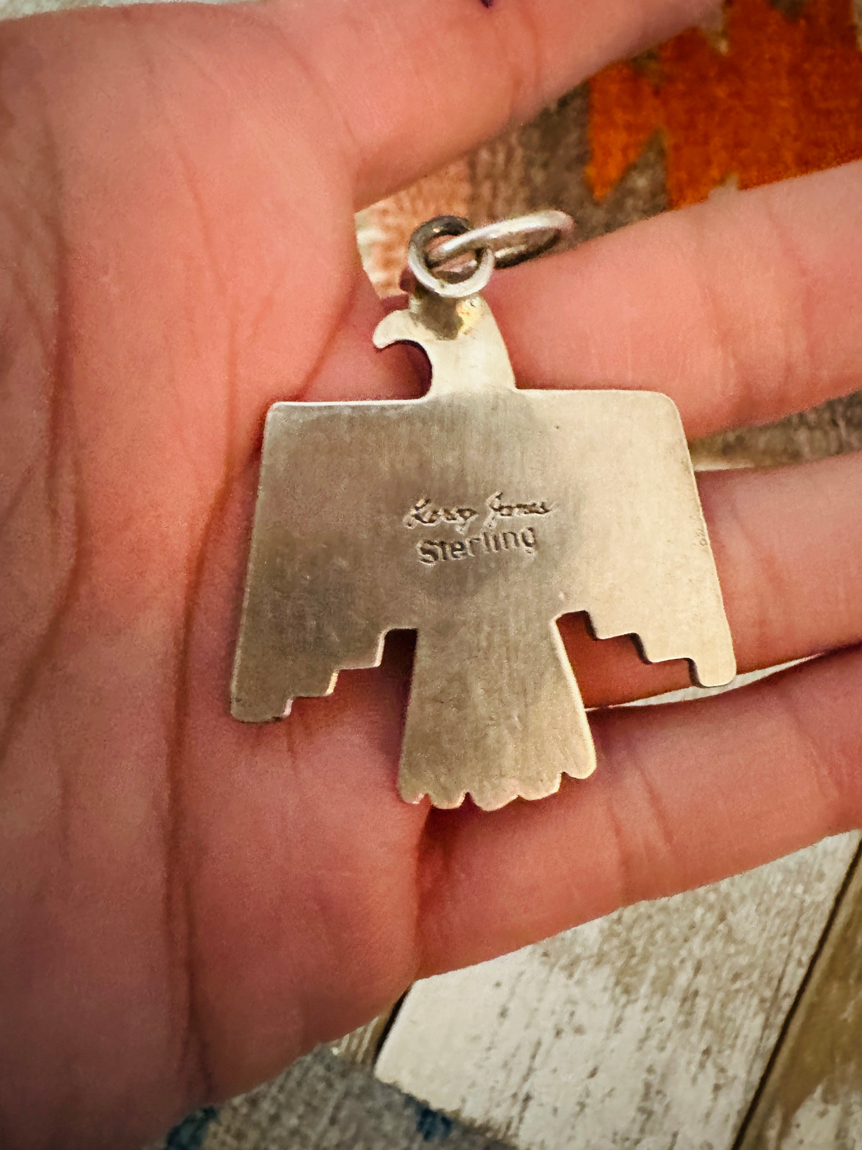 Handcrafted Sterling Silver & Turquoise Thunderbird Pendant