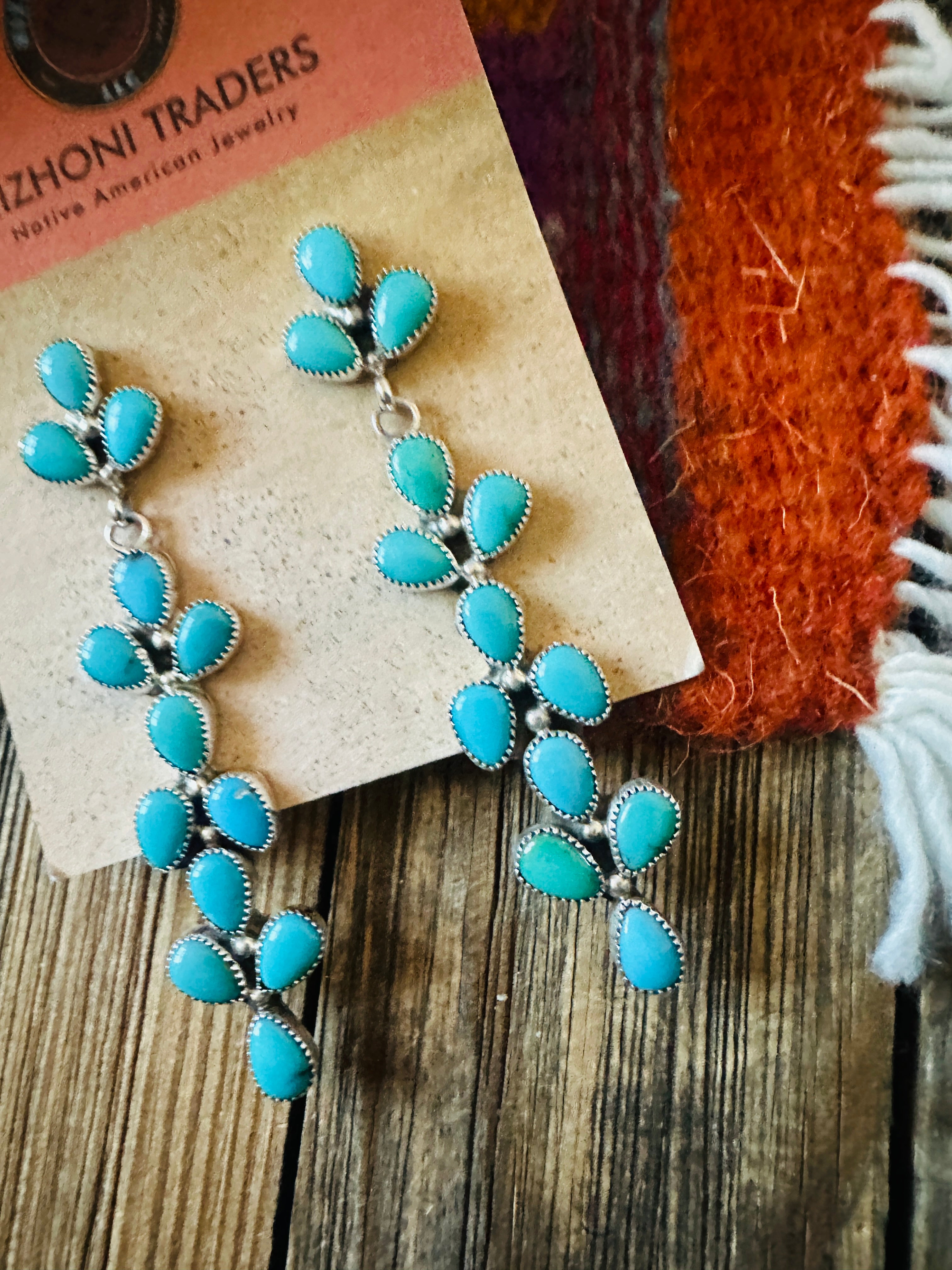 Handcrafted Turquoise & Sterling Silver Dangle Earrings