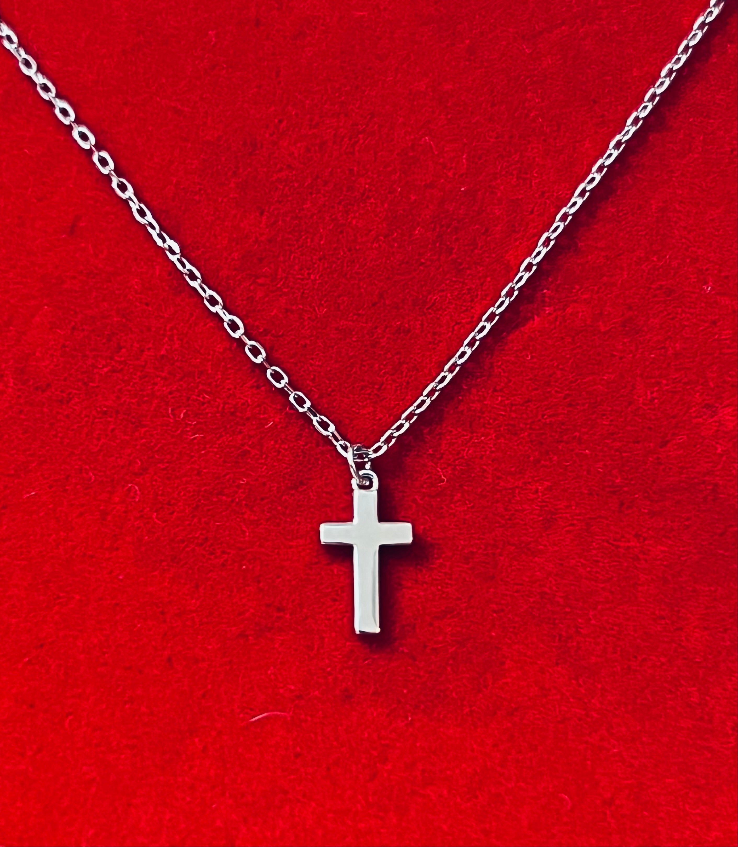 Graceful Sterling Silver Cross Necklace 18”