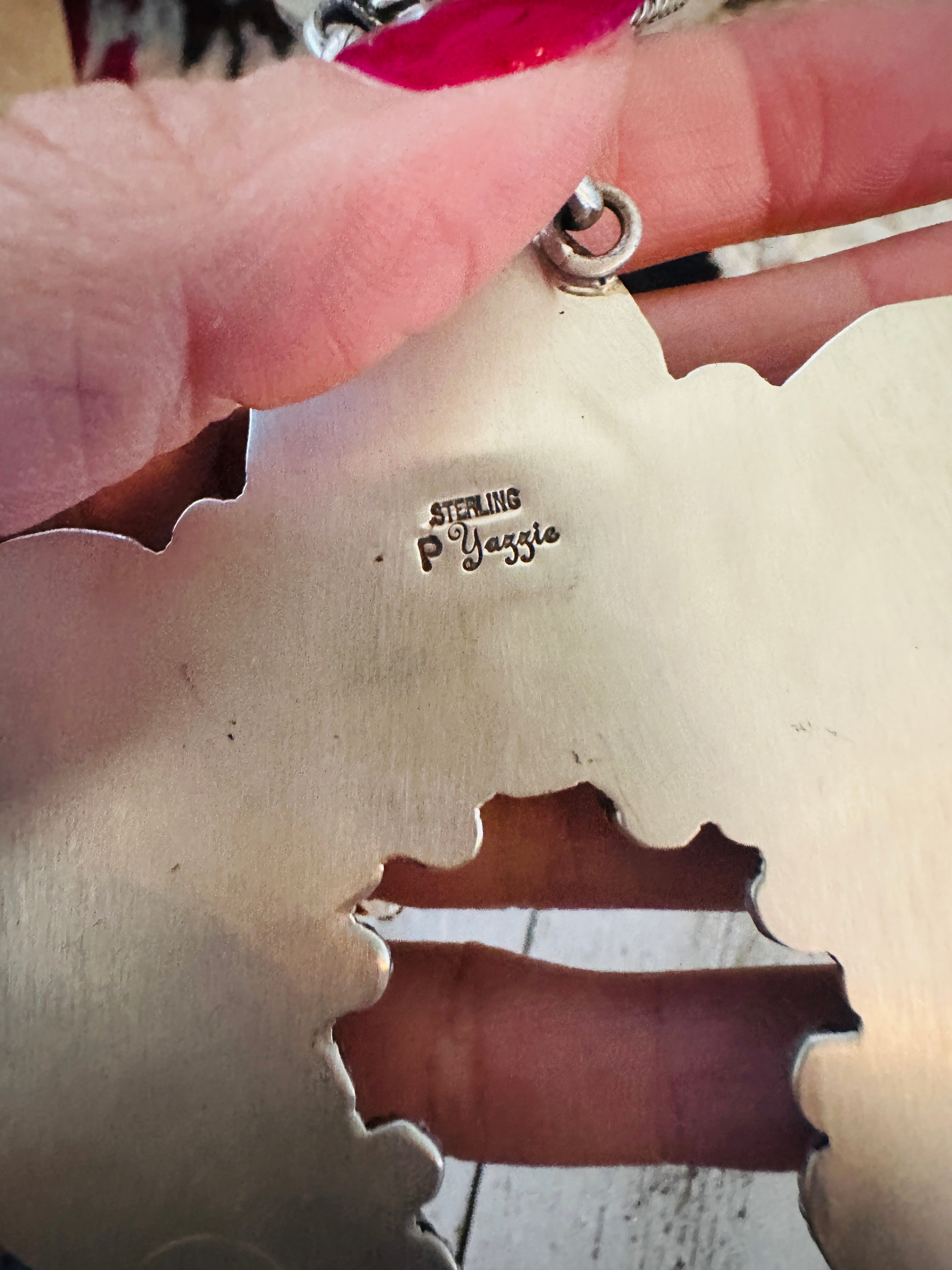 Handcrafted Golden Hills Turquoise & Sterling Silver Squash Blossom Necklace Set by Patrick Yazzie