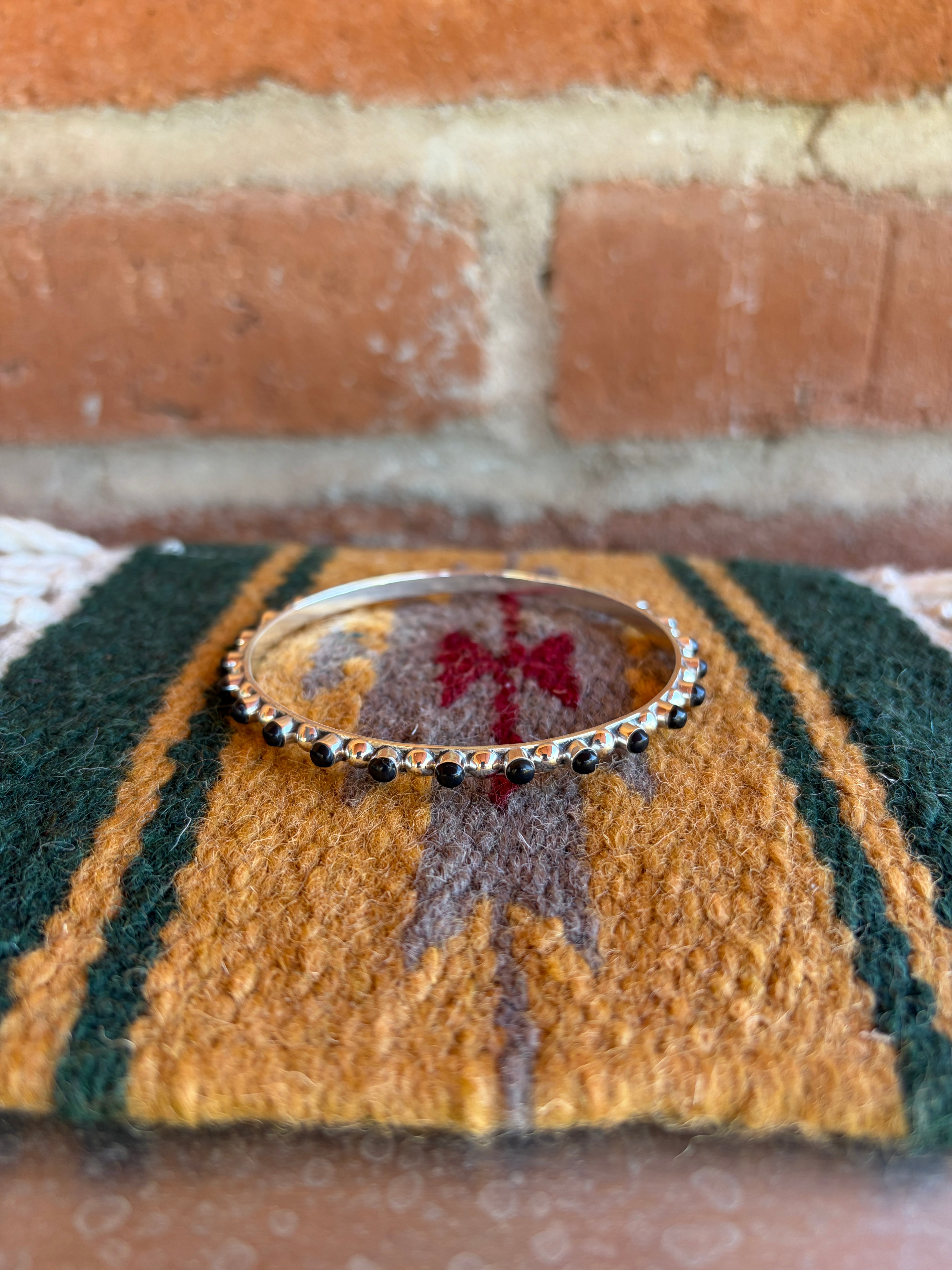 Handmade Onyx & Sterling Silver Bangle Bracelet