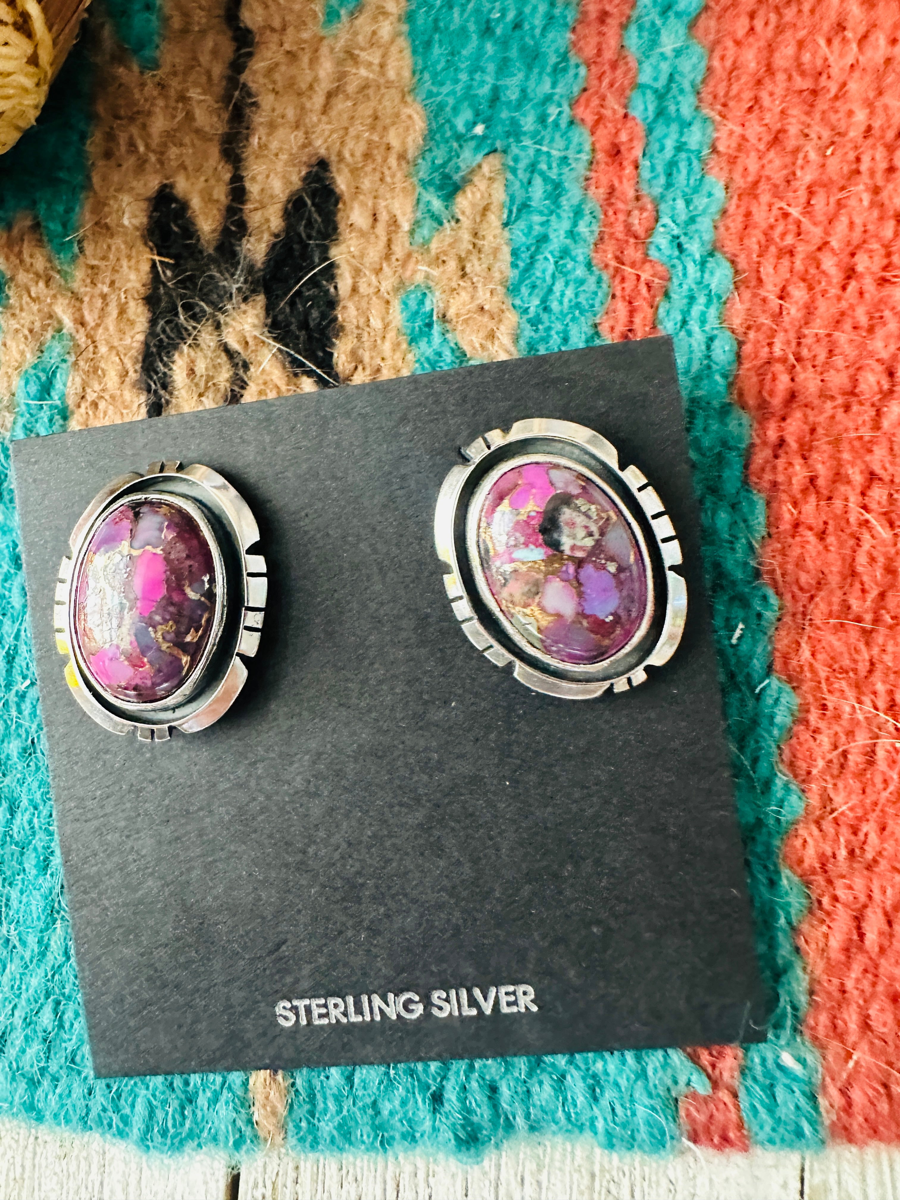 Navajo Sterling Silver & Purple Mojave Post Earrings