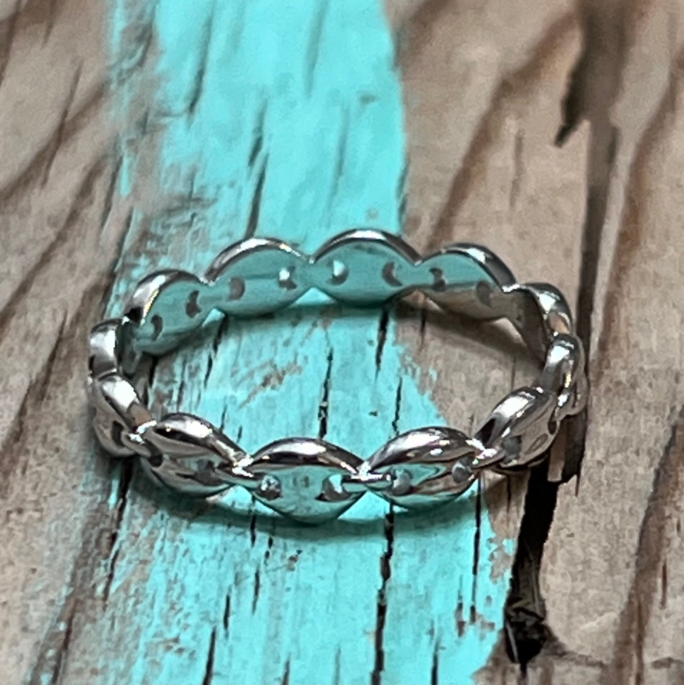 Sterling Silver Janie Anchor Chain Ring