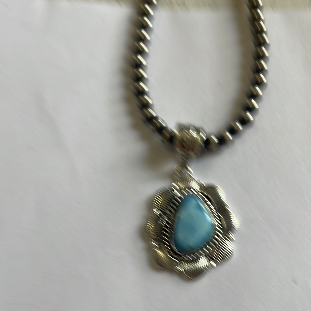 Nizhoni Handmade Sterling Silver & Golden Hills Turquoise Pendant