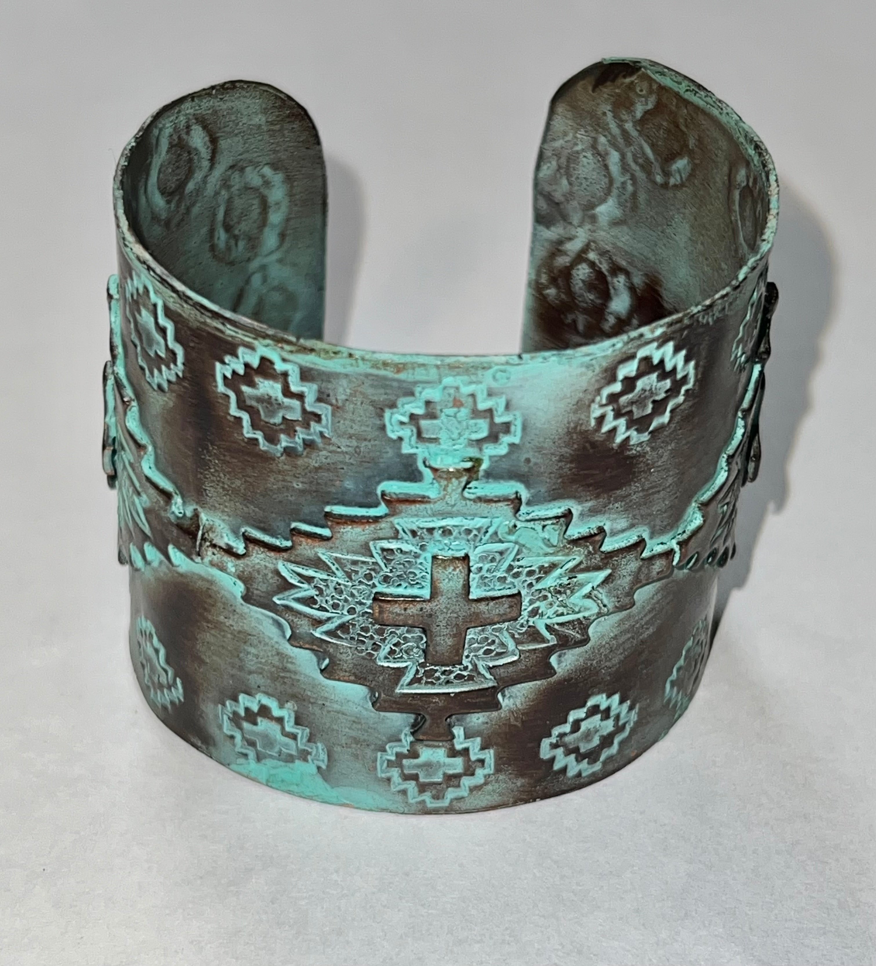 Brass Patina Cross Cuff Bracelet