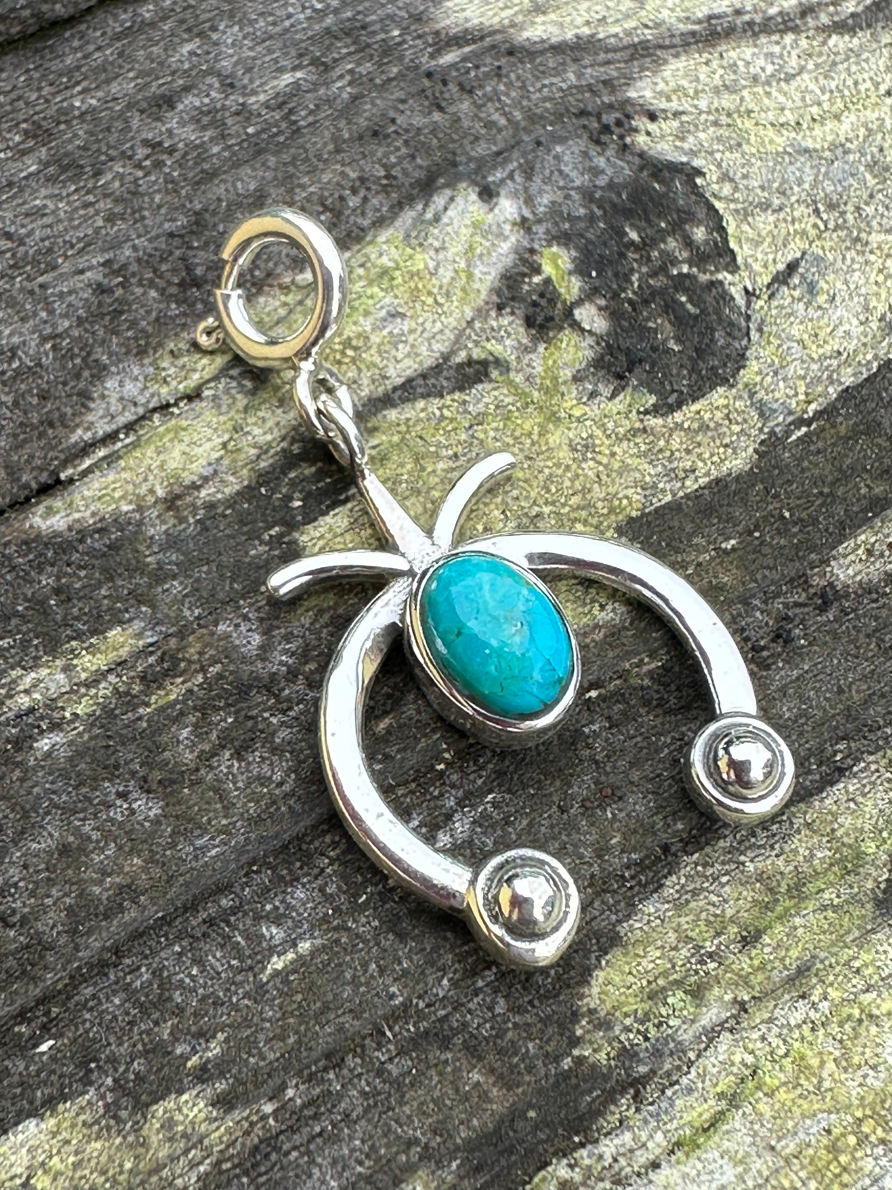 Sterling Silver and Turquoise Naja Charm