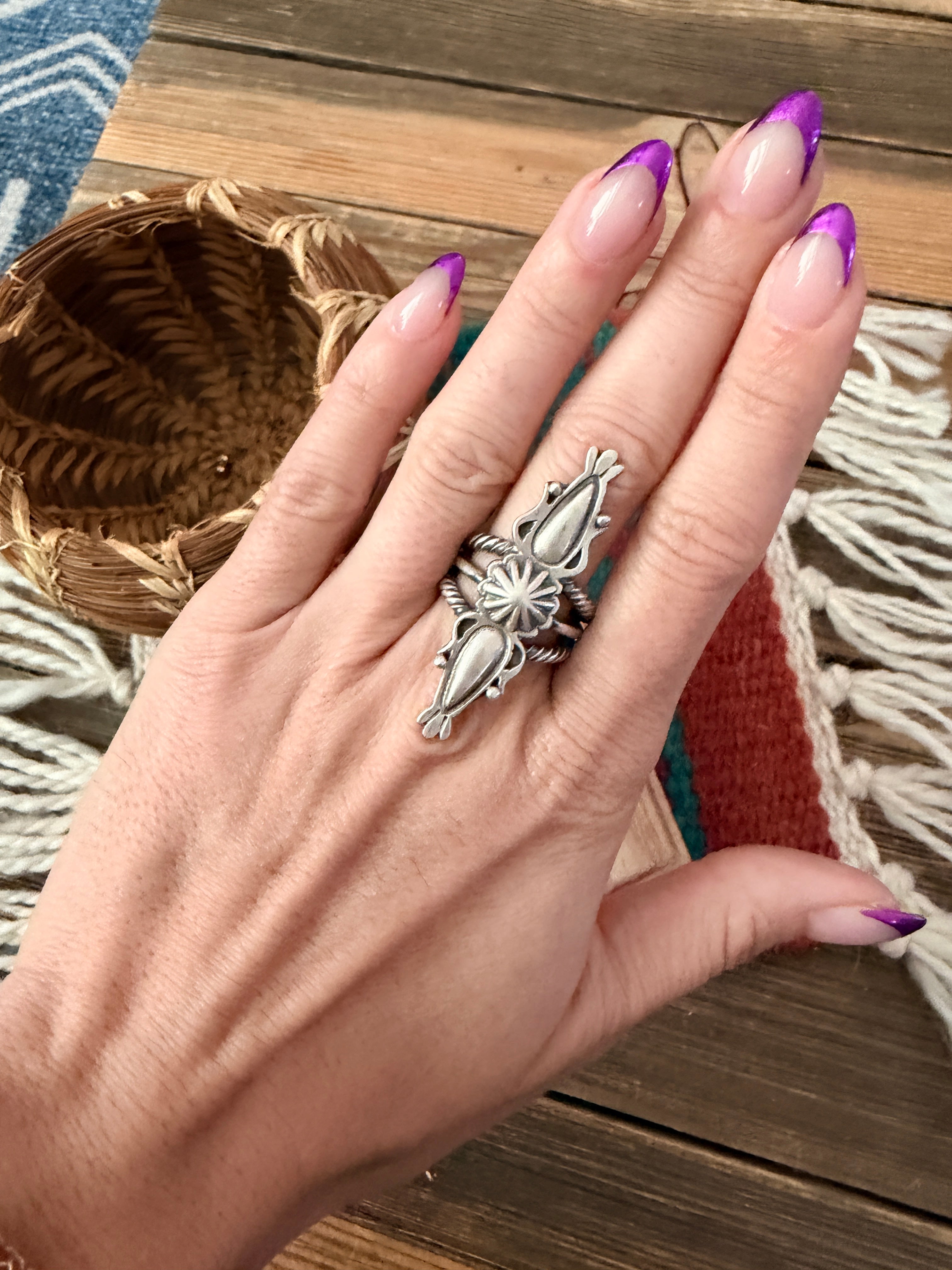 Handcrafted Sterling Silver Concho Ring Size 7
