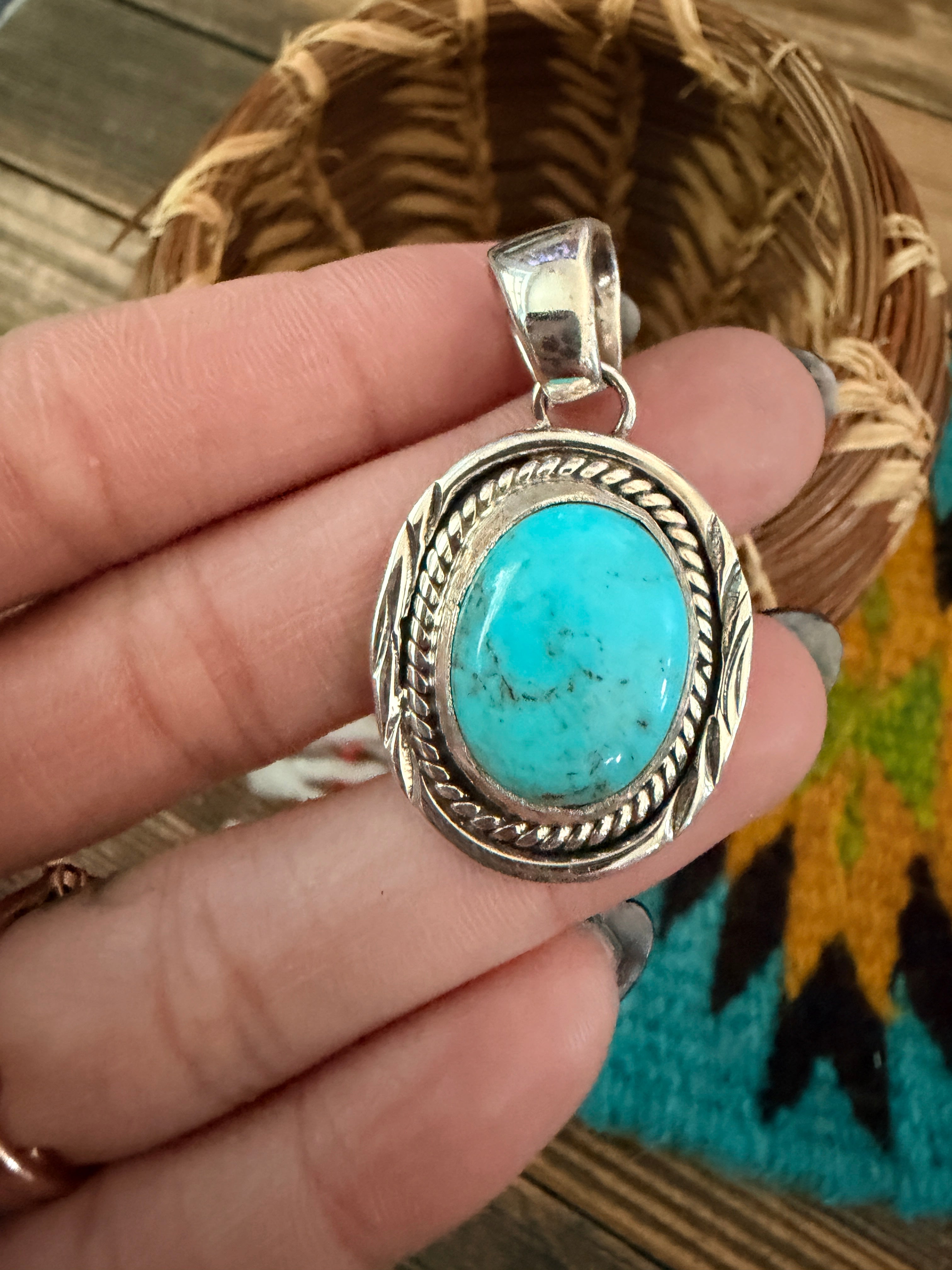 Handcrafted Sterling Silver and Turquoise Pendant