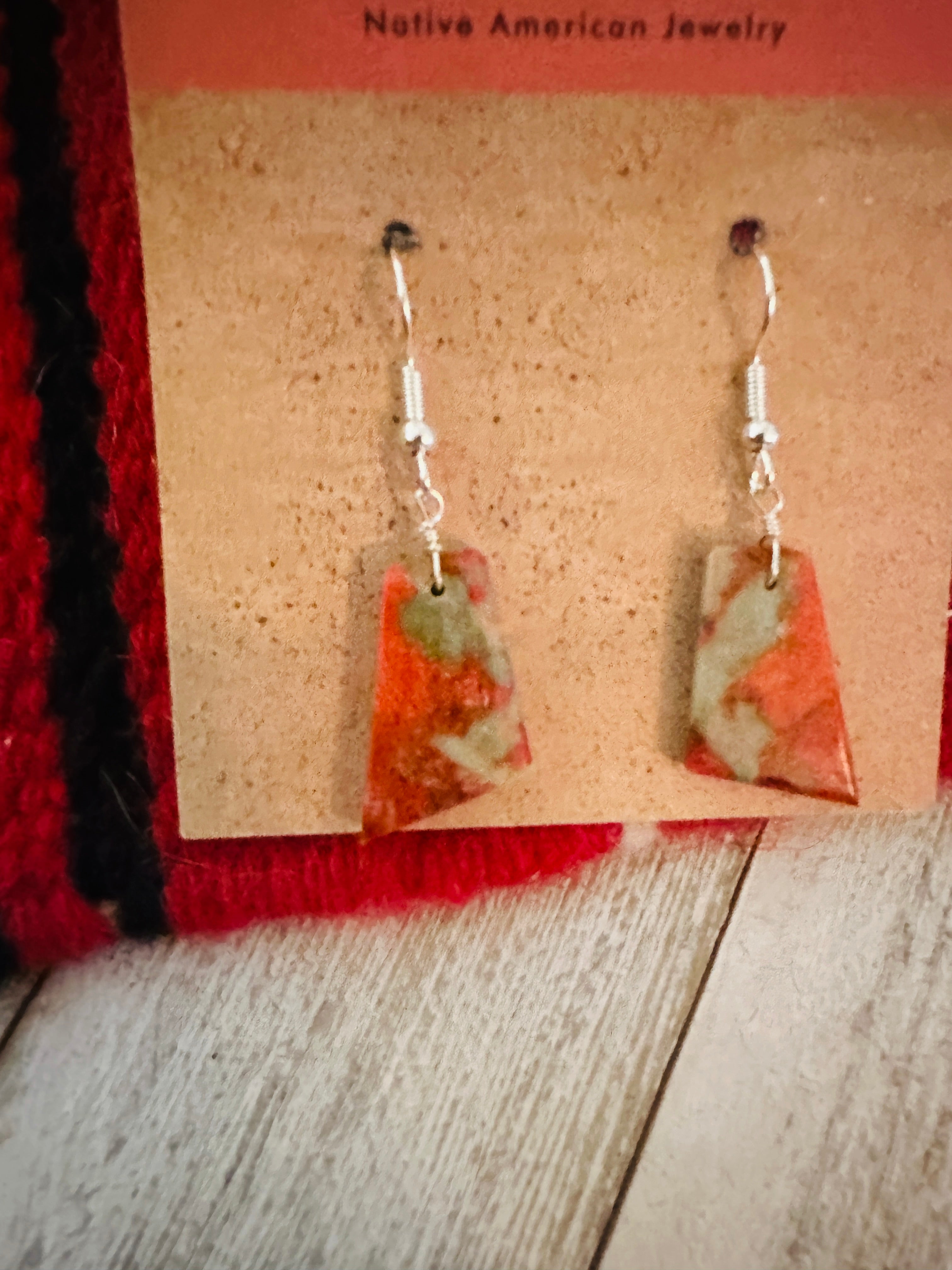 Navajo Sterling Silver & Spice Slab Dangle Earrings