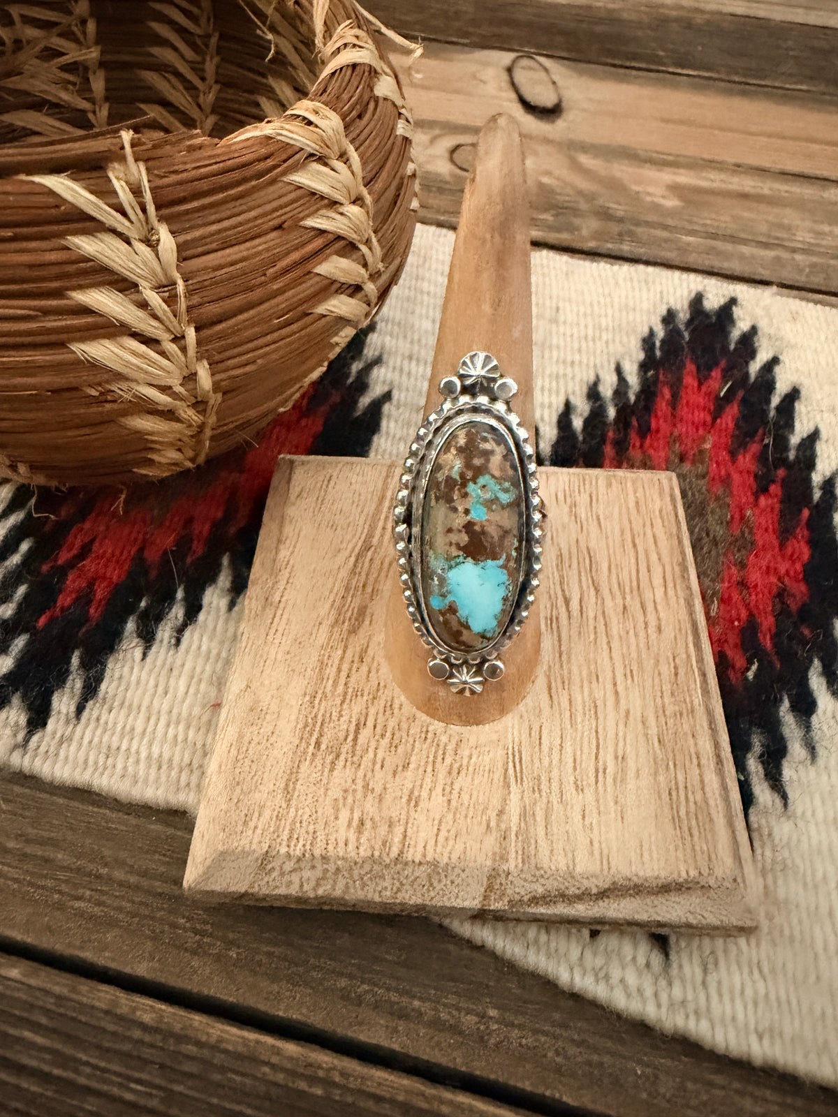 Handcrafted Royston Turquoise & Sterling Silver Ring 7.75 by Rosella Paxson