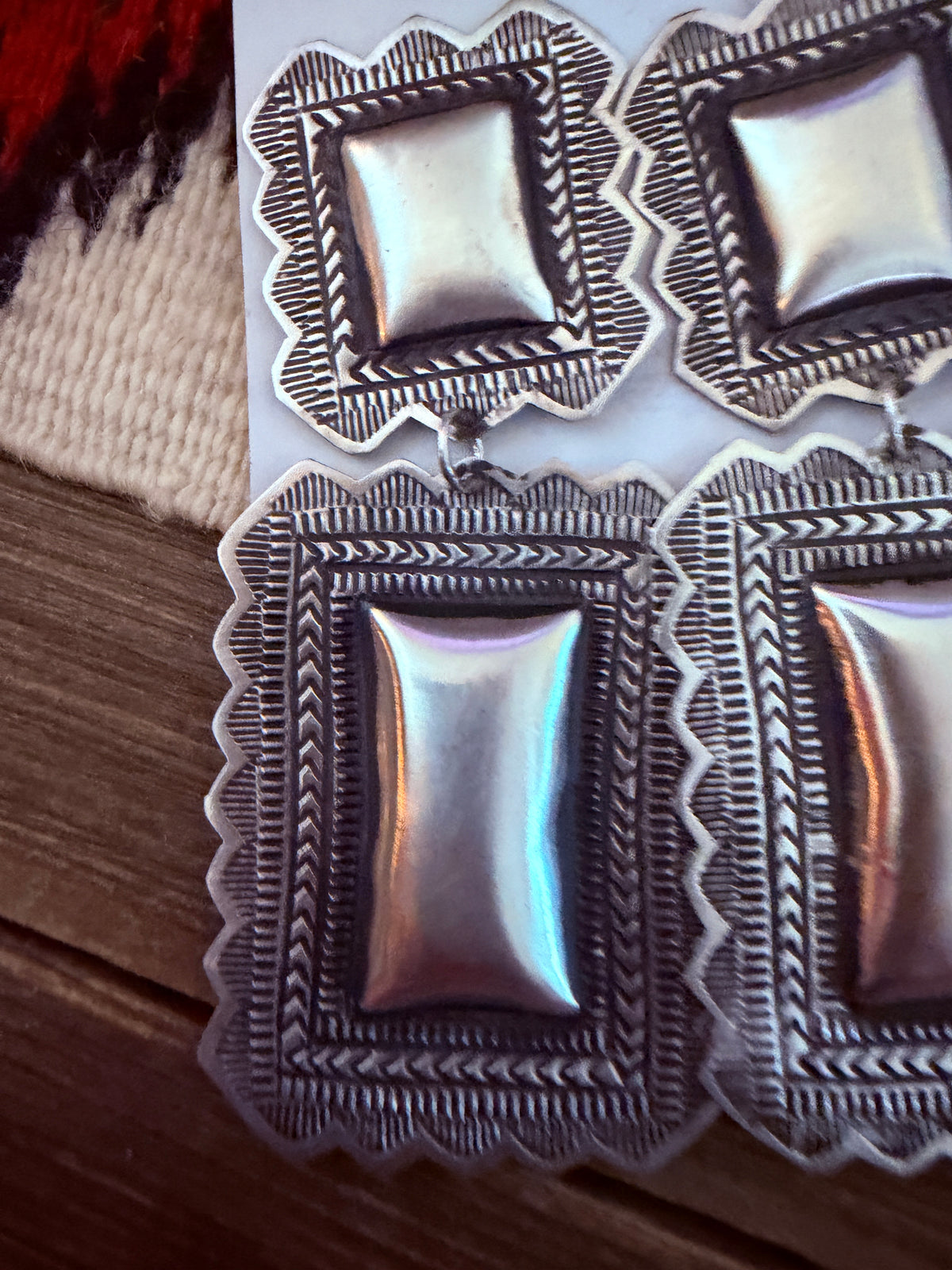 Handcrafted Sterling Silver Concho Dangle Earrings by Leander Tahe