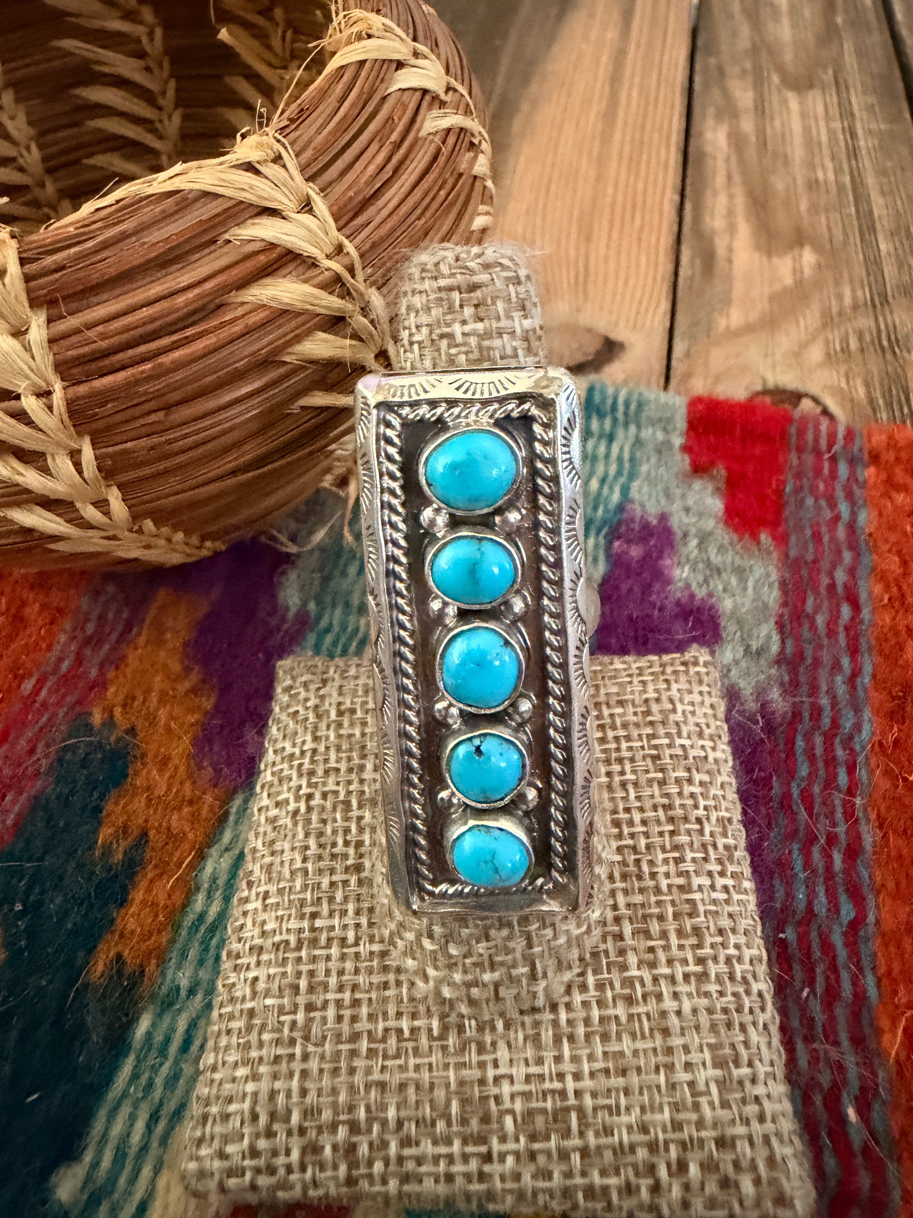 Handcrafted Turquoise & Sterling Silver Adjustable Ring