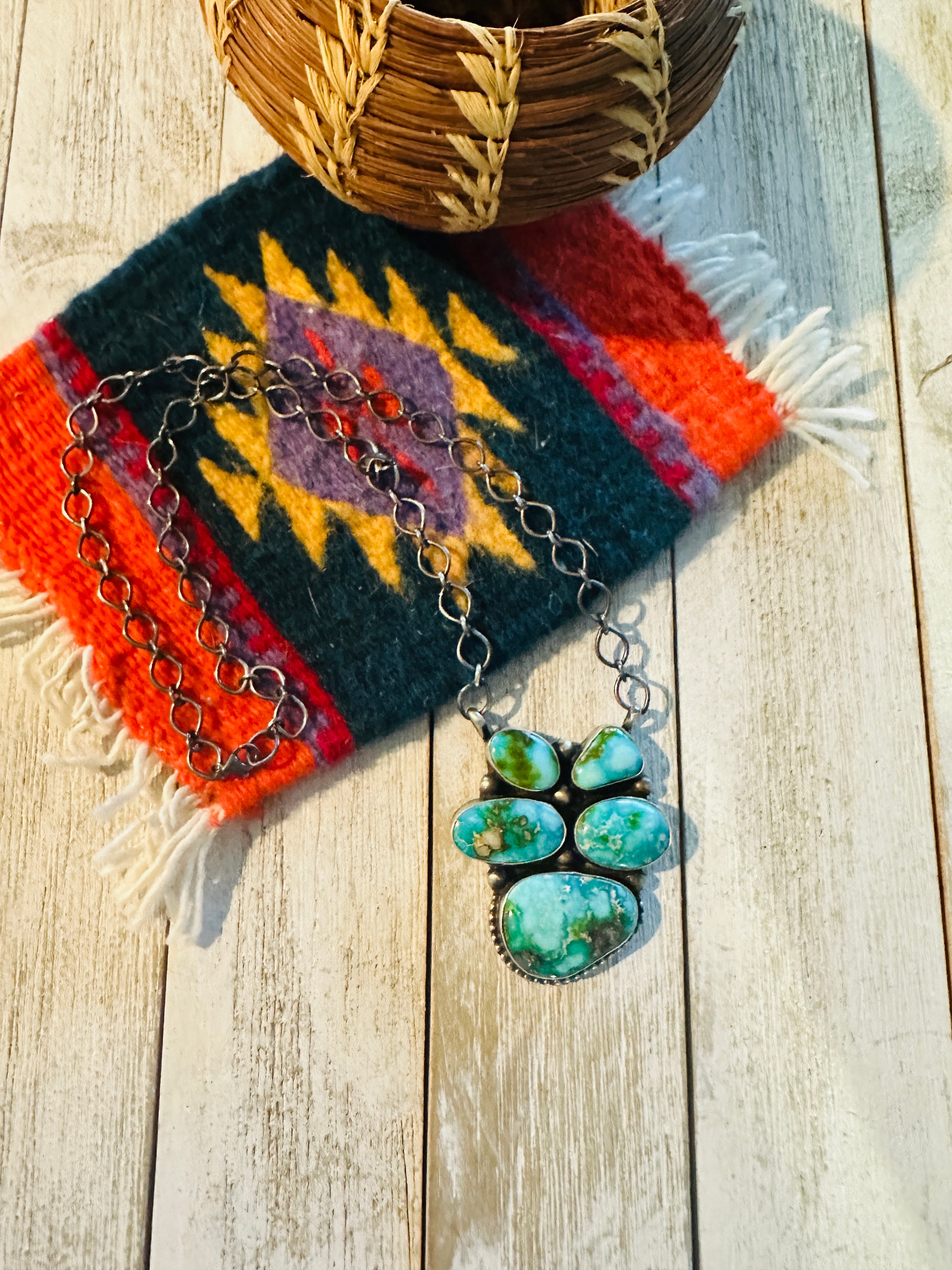 Navajo Sterling Silver & Sonoran Mountain Turquoise Necklace