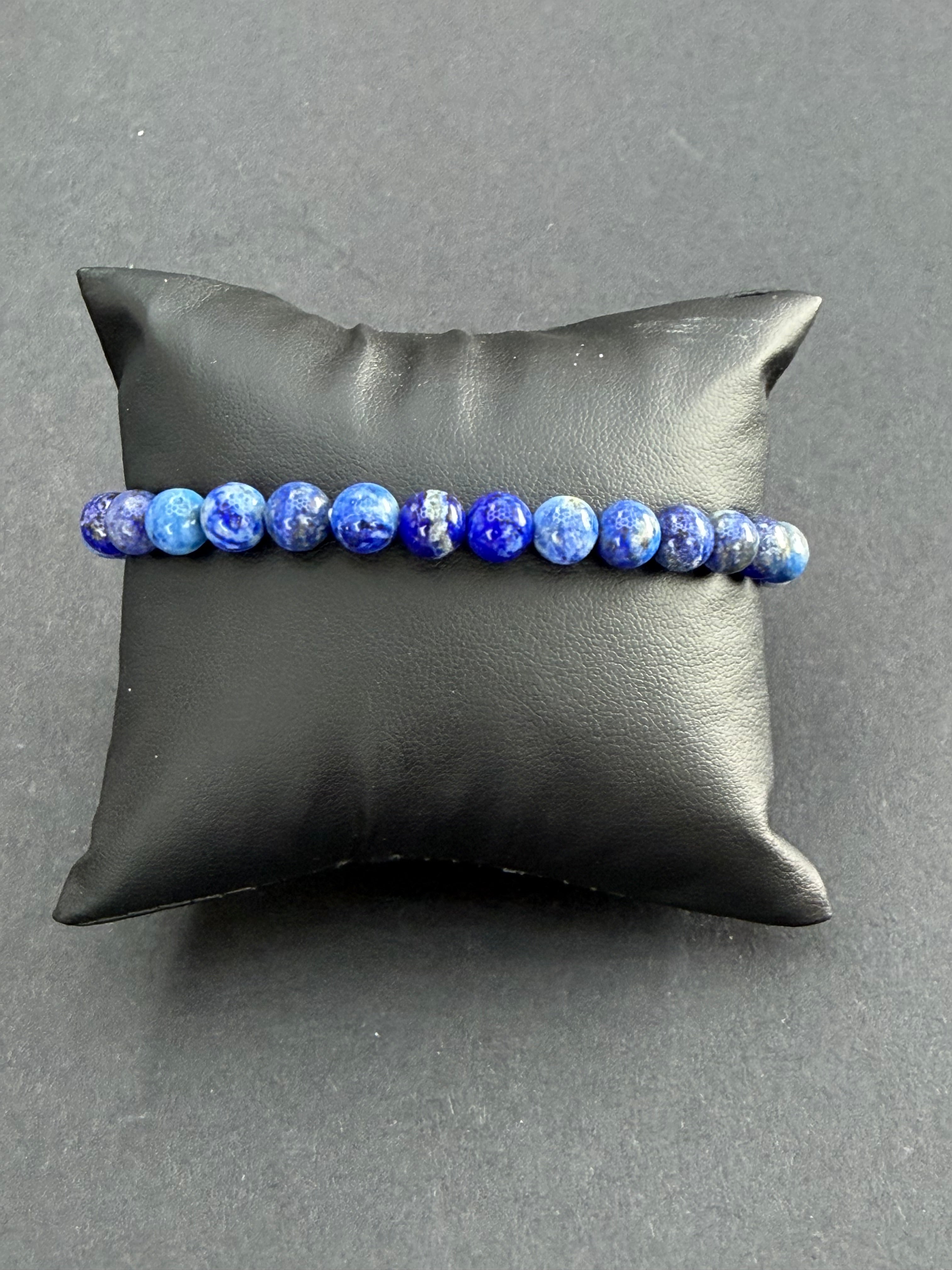 Lapis Beaded Stretch Bracelet 7mm