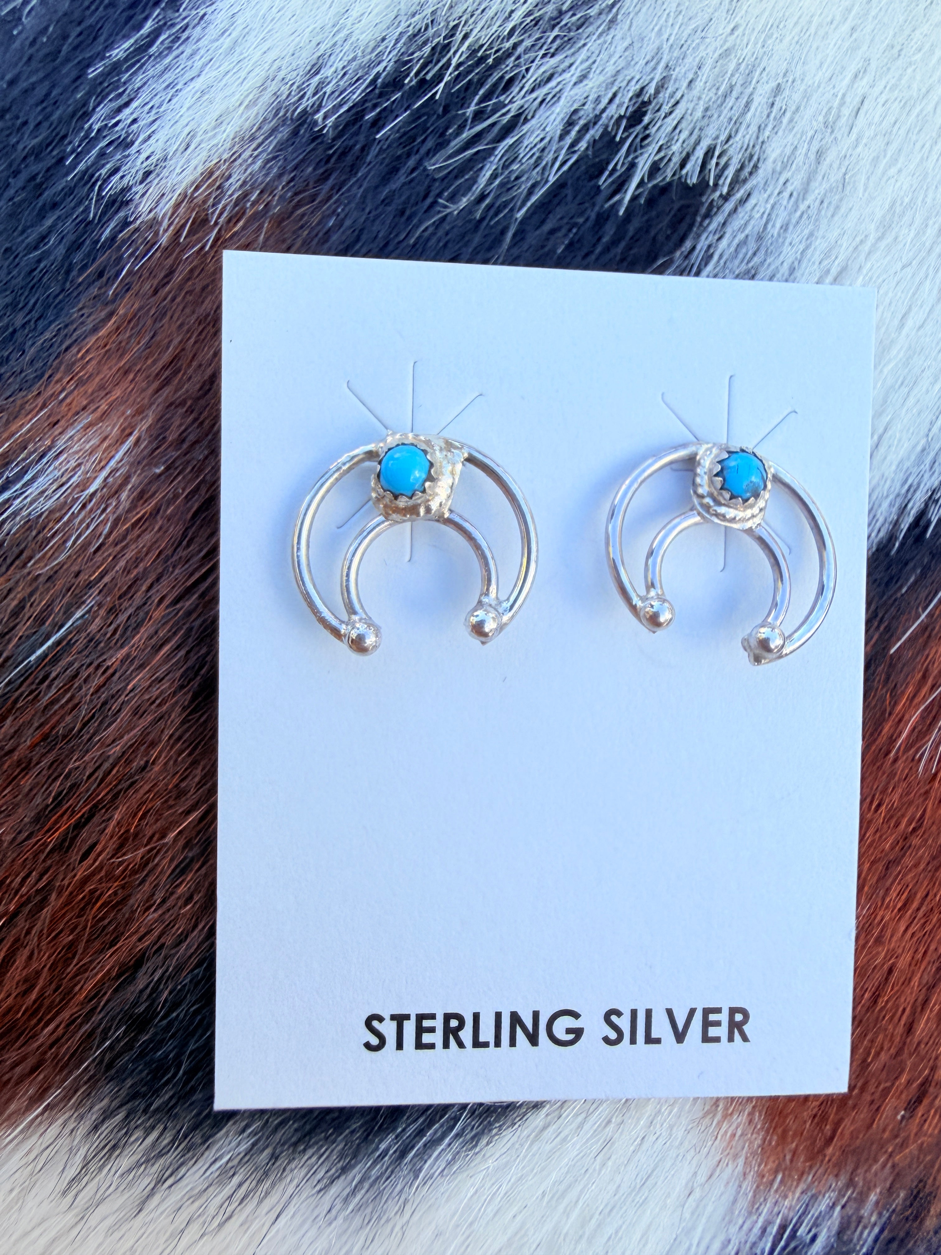 Handcrafted Sterling Silver & Turquoise Naja Stud Earrings