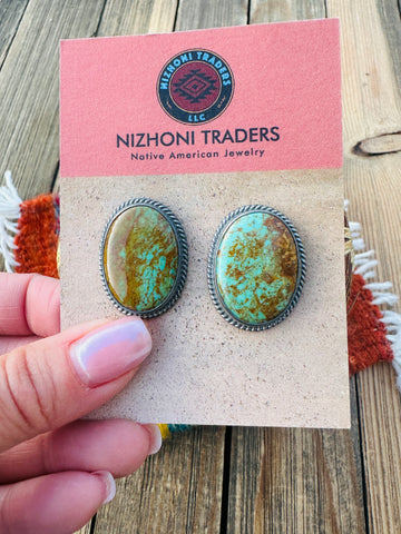 Handcrafted Sterling Silver & Royston Turquoise Post Earrings