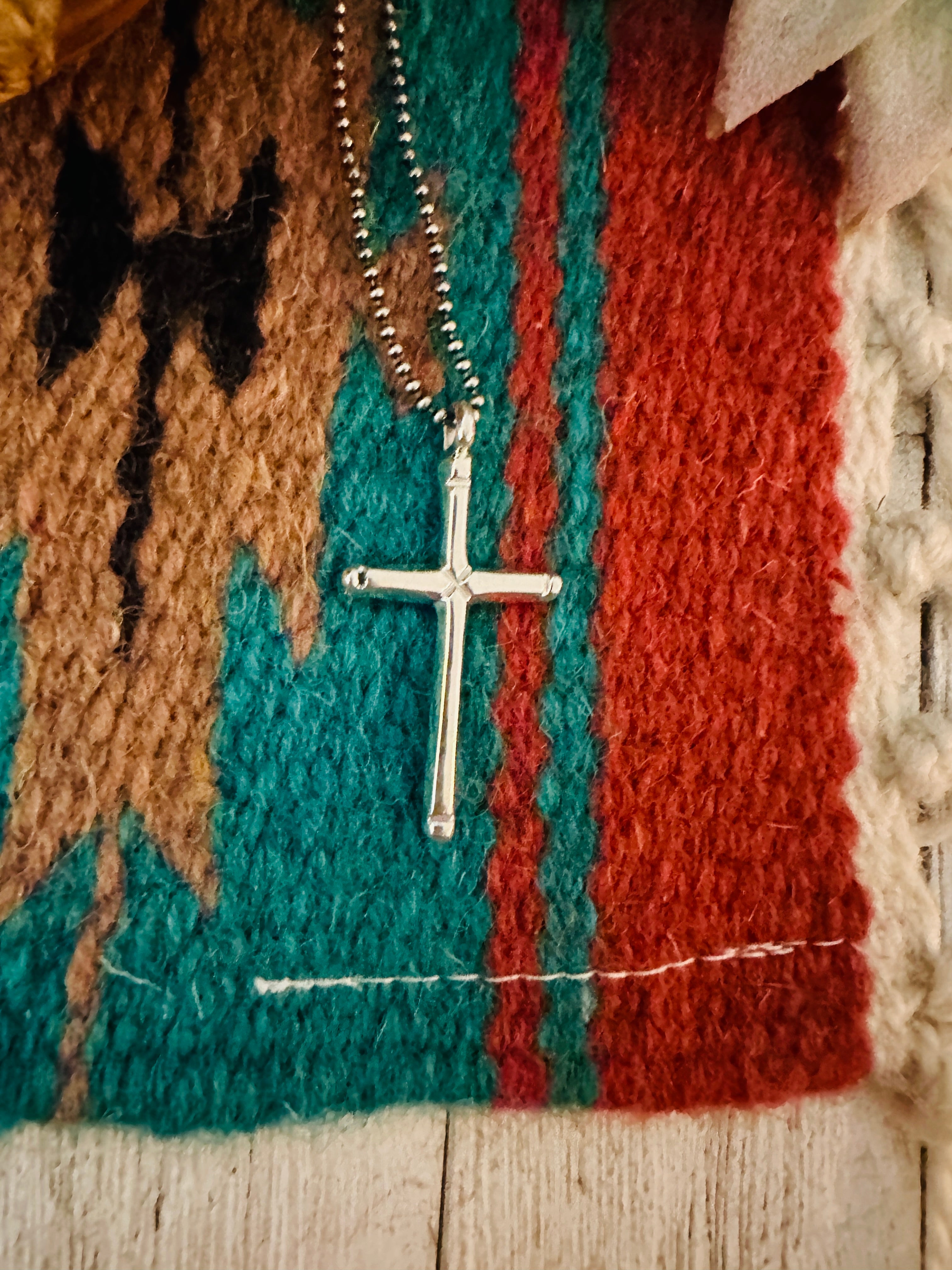 Navajo Sterling Silver Cross Pendant Signed