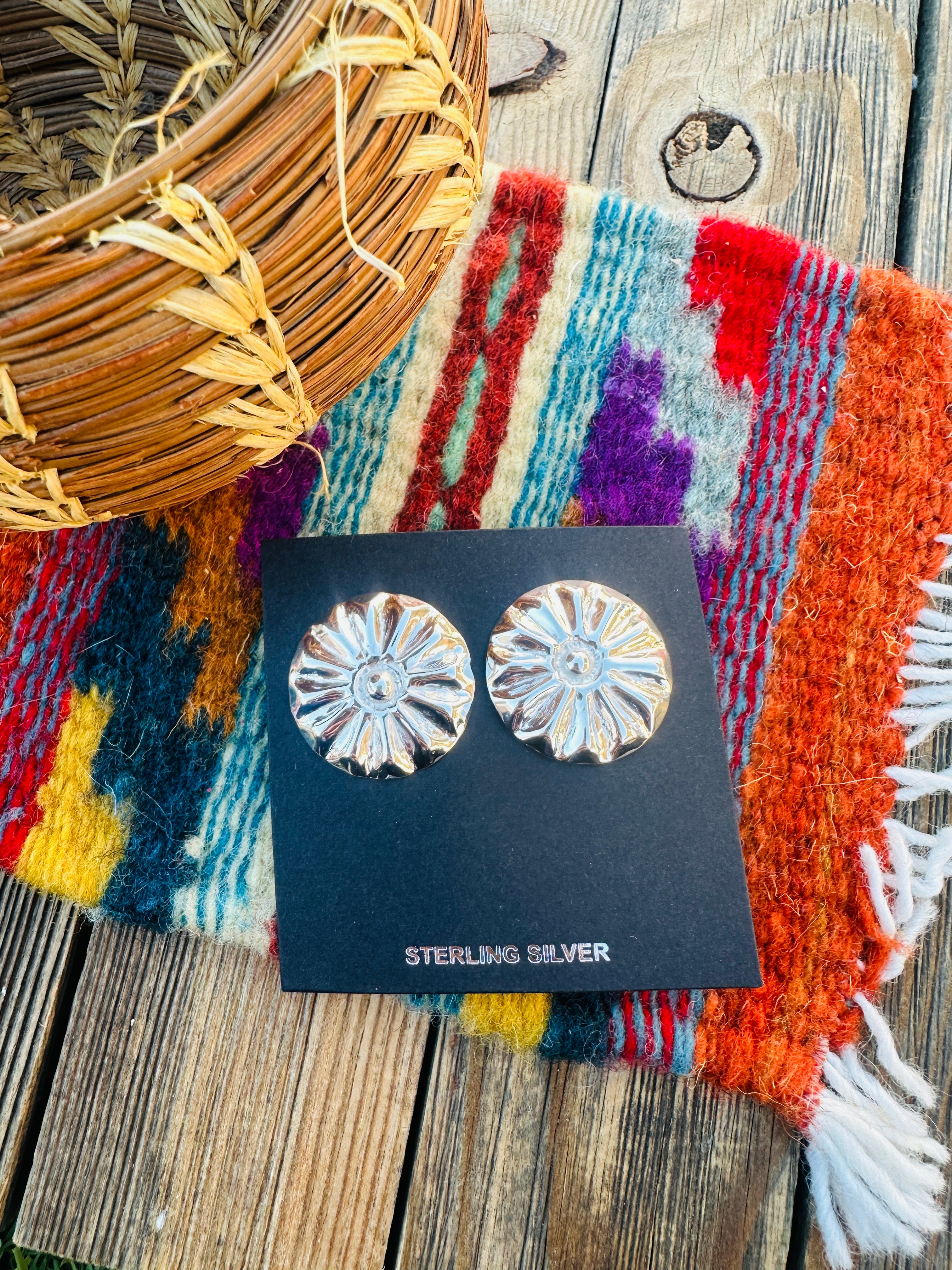Handcrafted Sterling Silver Concho Post Earrings