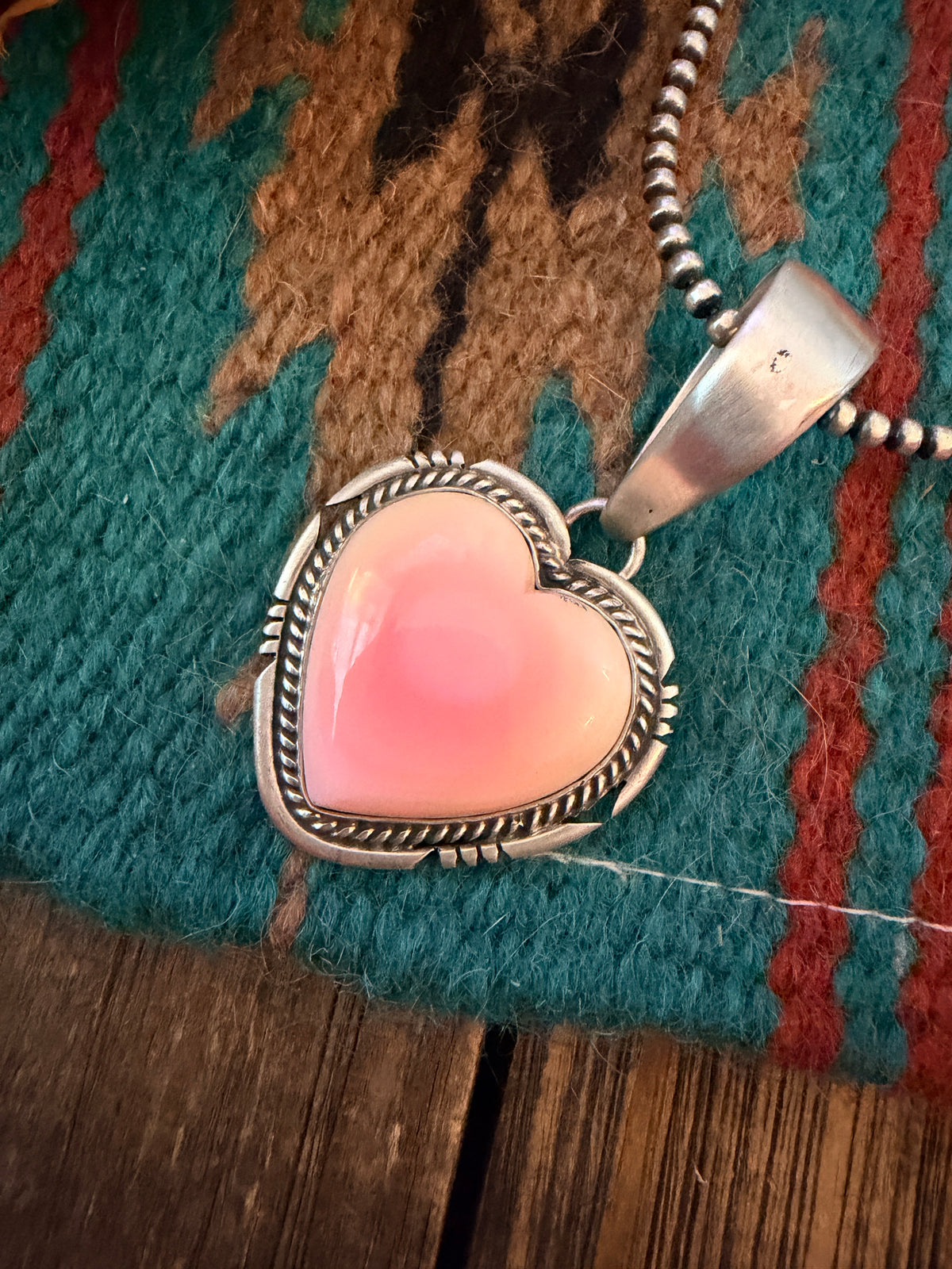 Handcrafted Sterling Silver & Queen Pink Conch Heart Pendant by Jon McCray