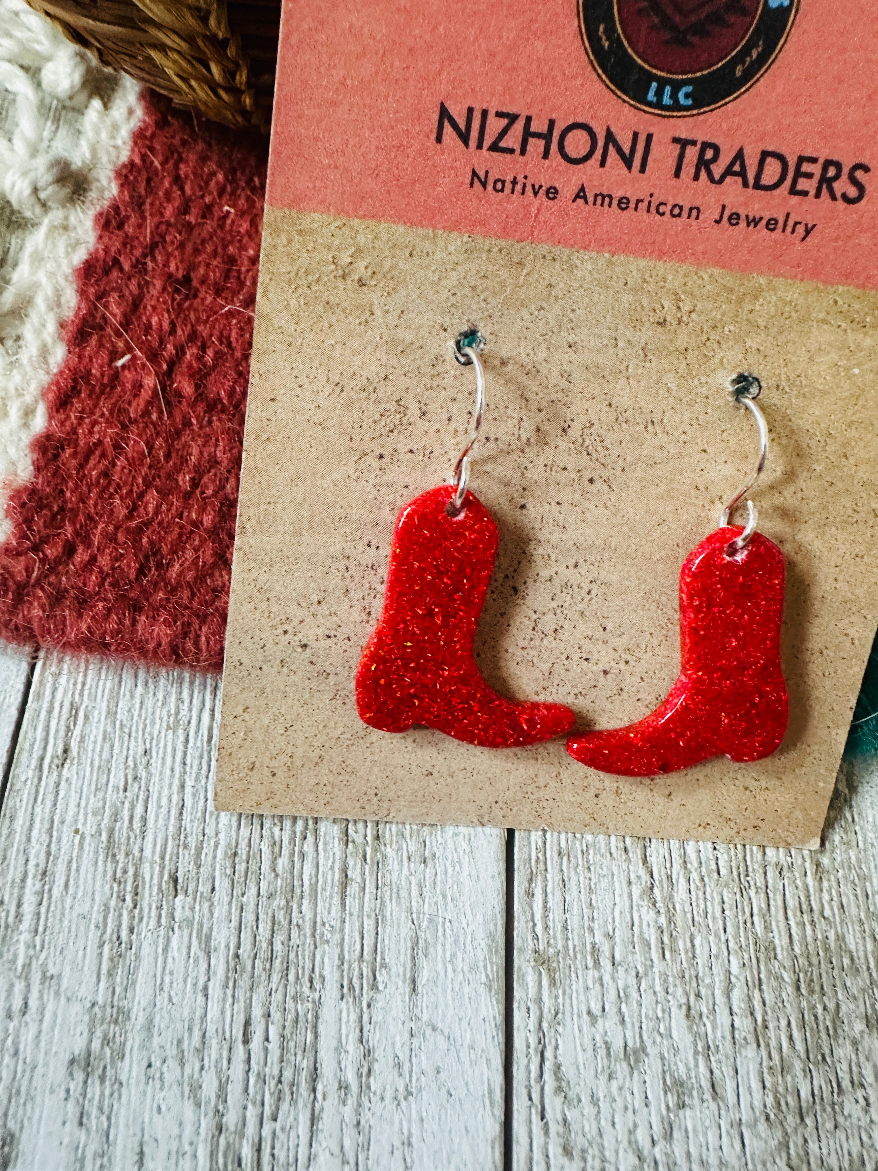 Handcrafted Sterling Silver & Opal Cowboy Boot Dangle Earrings