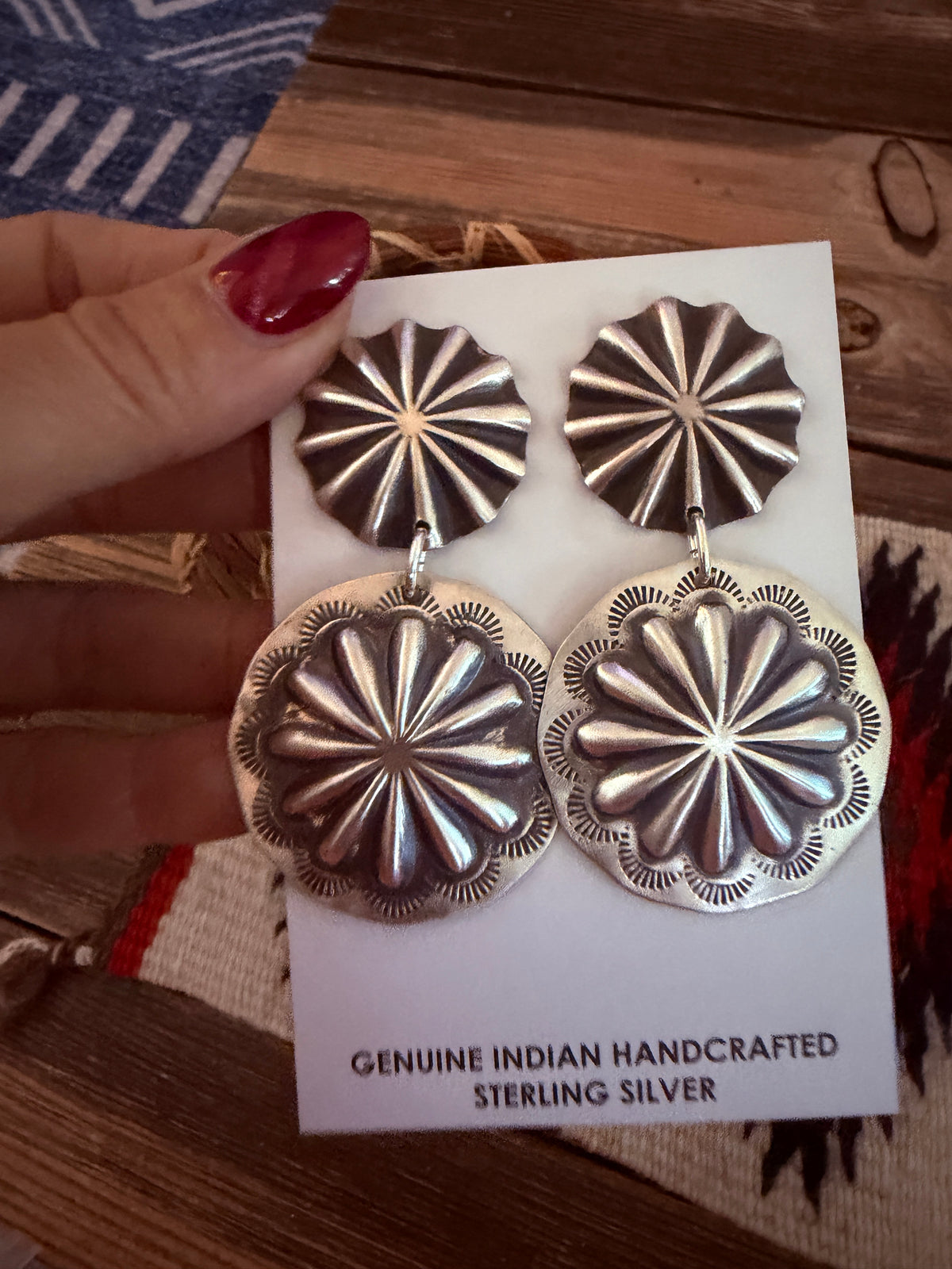Handcrafted Sterling Silver Concho Dangle Earrings