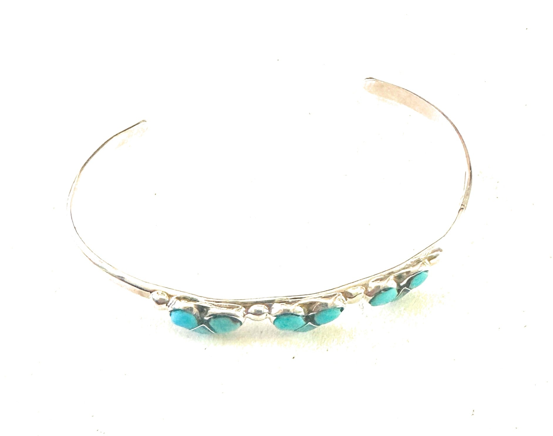 Zuni Sterling Silver & Turquoise Heart Baby Cuff Bracelet