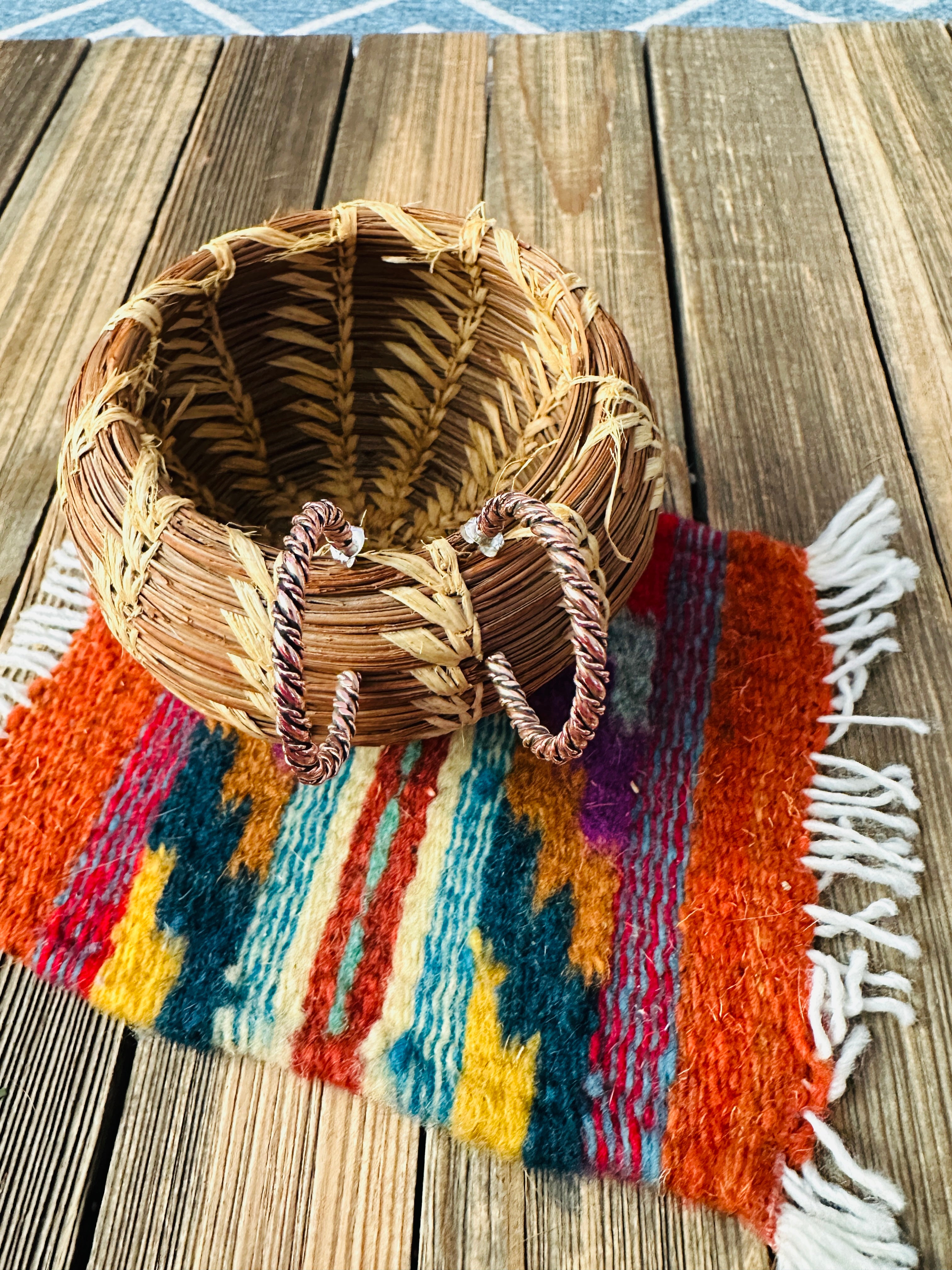 Handcrafted Twisted Copper Hoop Earrings