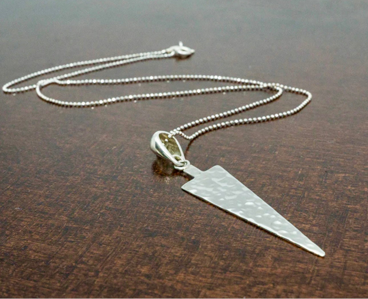 Hammered Arrowhead Pendant Sterling Silver Necklace
