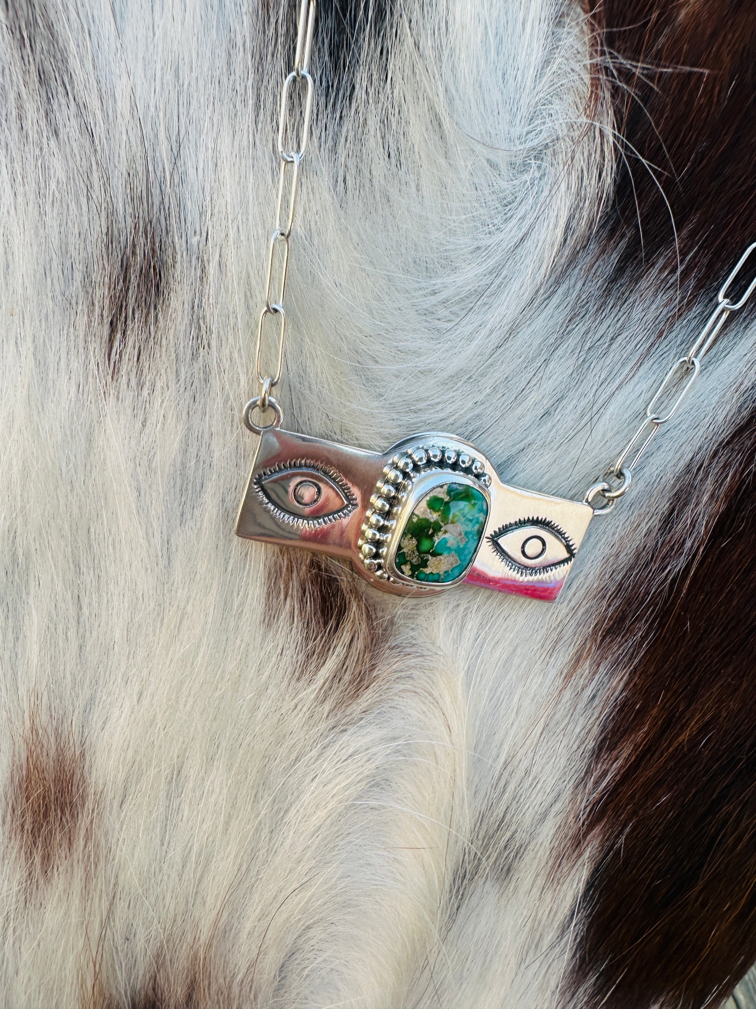 Handcrafted Sonoran Gold Turquoise & Sterling Silver Necklace