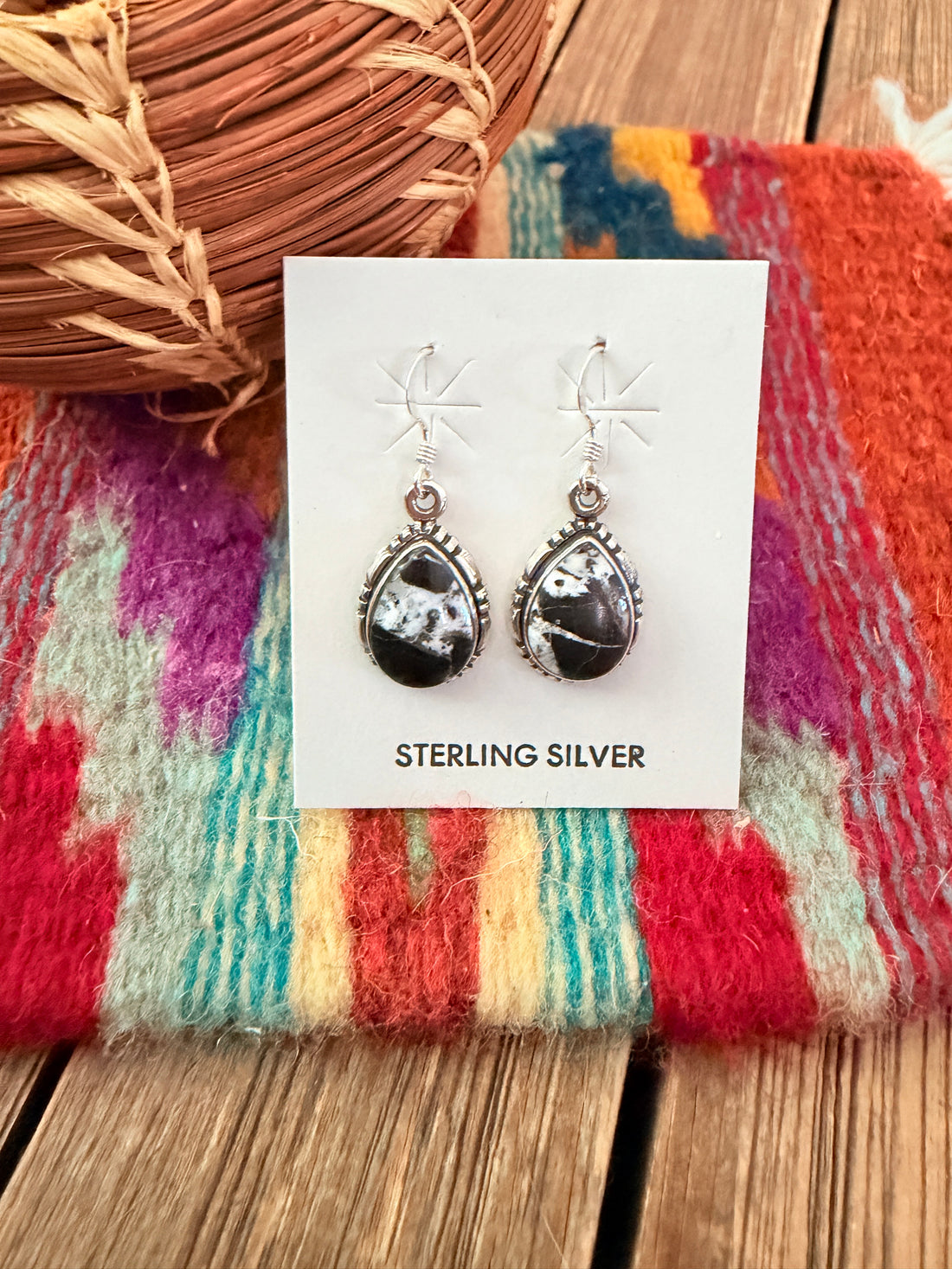 Handcrafted White Buffalo & Sterling Silver Dangle Earrings