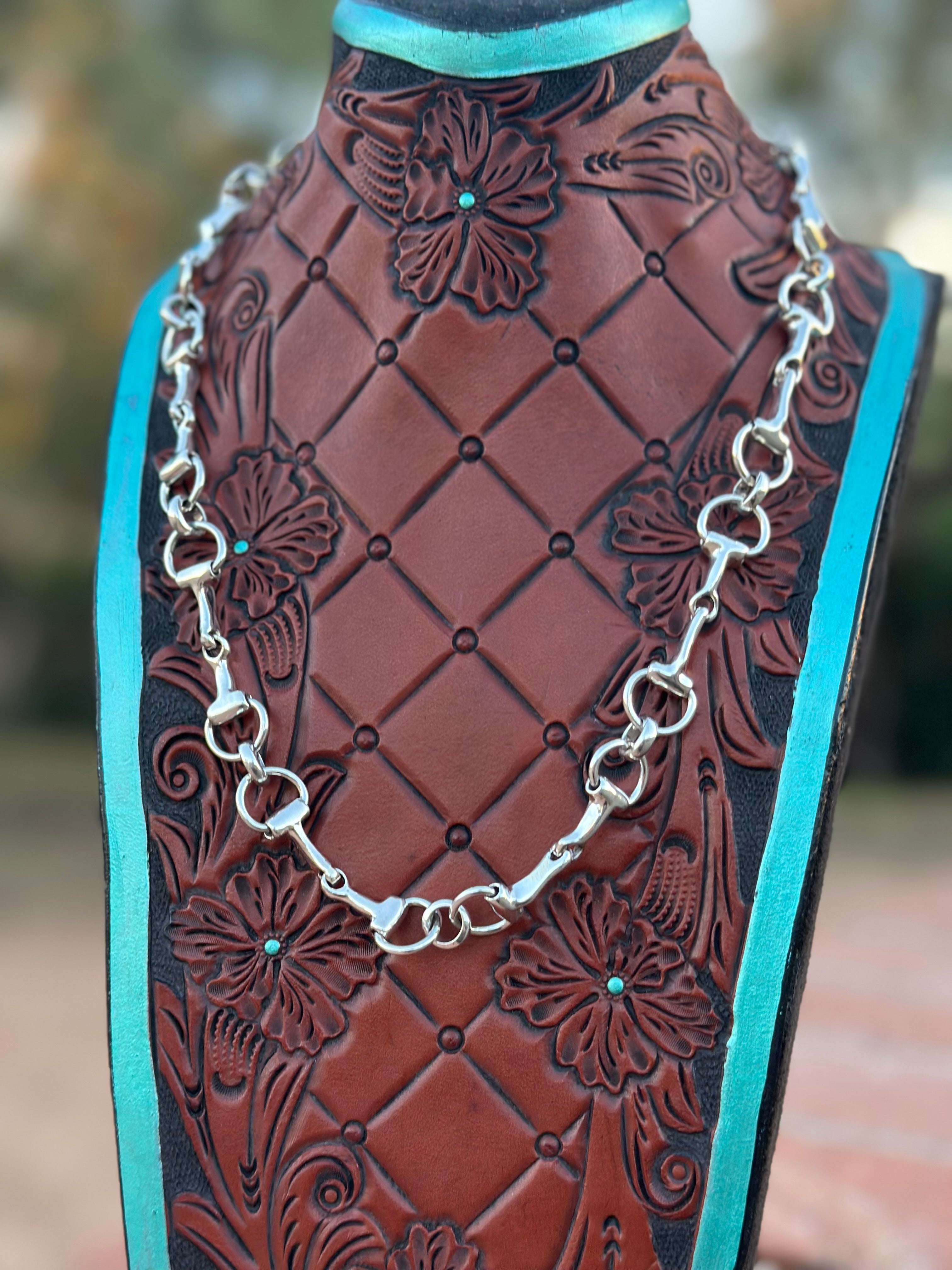 Sterling Silver Snaffle Bit Chain Necklace 20”