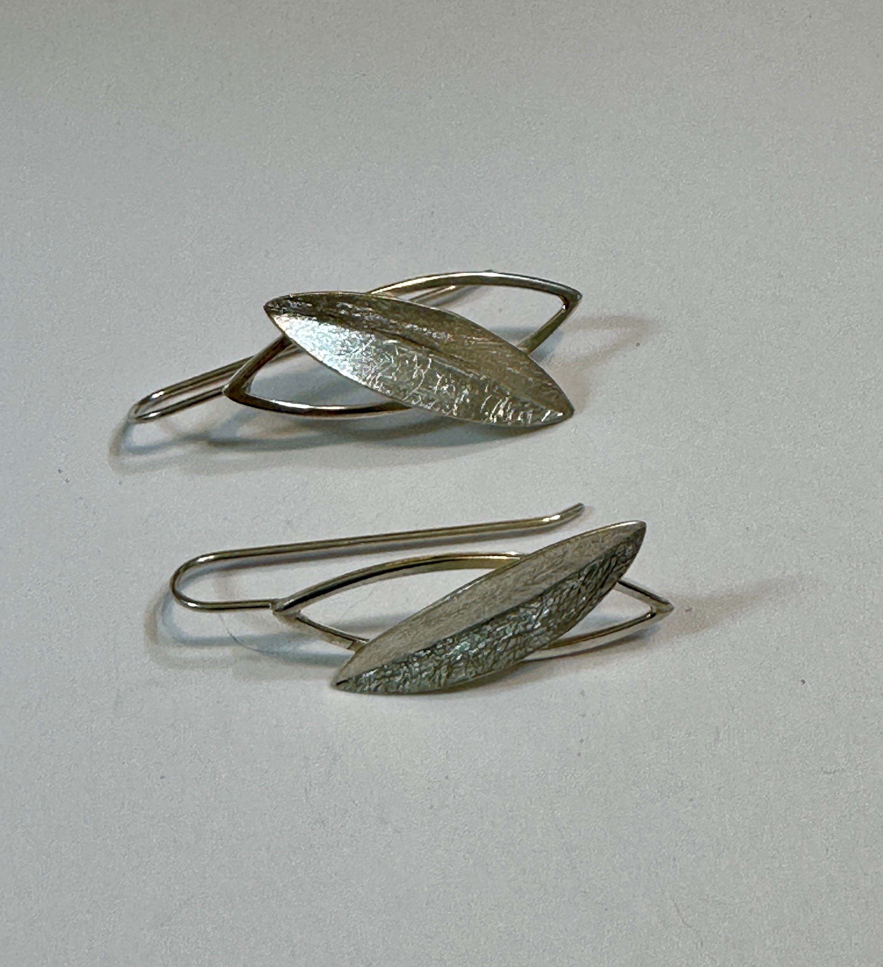 Scoured Leaf Over Wire Frame Earrings