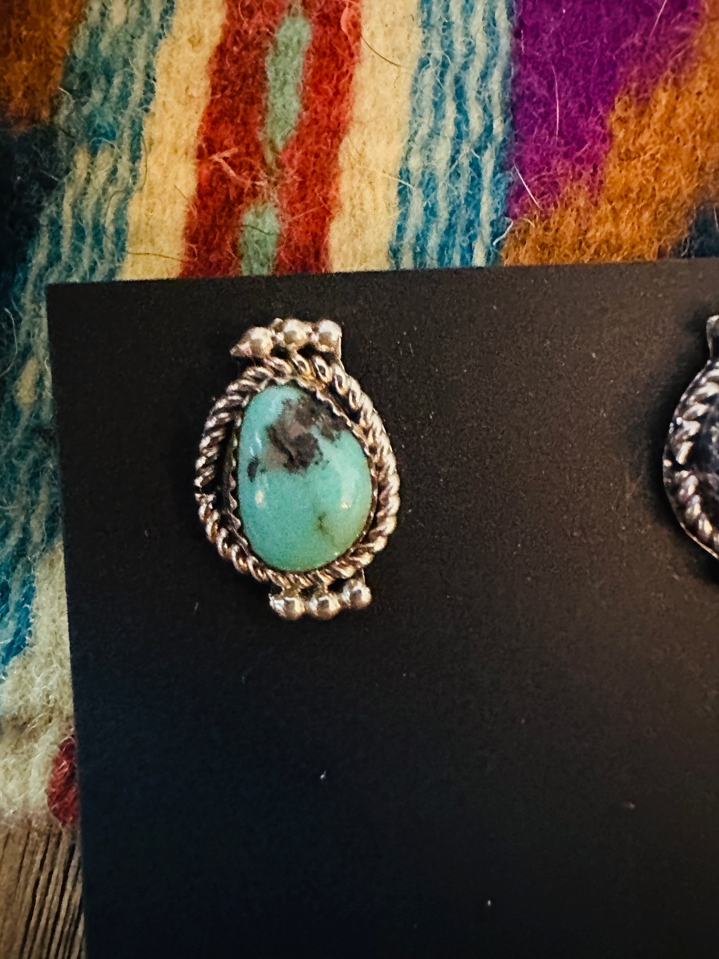Handcrafted Turquoise & Sterling Silver Post Earrings