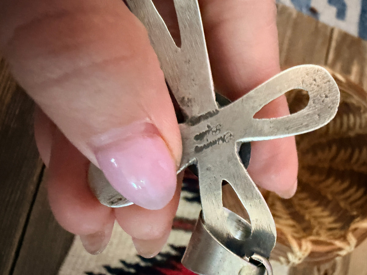 Handcrafted White Buffalo & Sterling Silver Cross Pendant by Chimney Butte