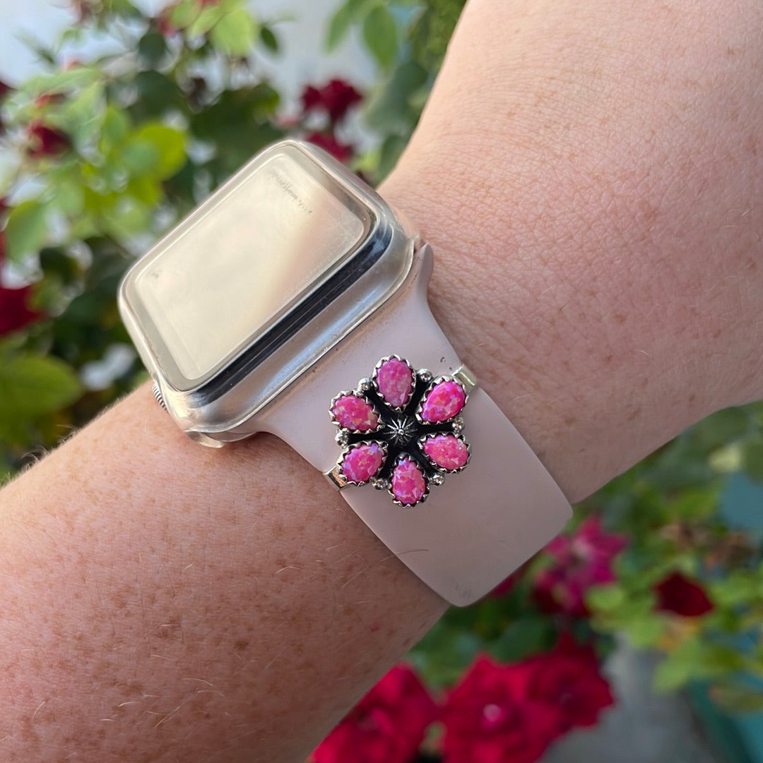 Nizhoni Pink Fire Opal & Sterling Silver Handmade Watch Charms