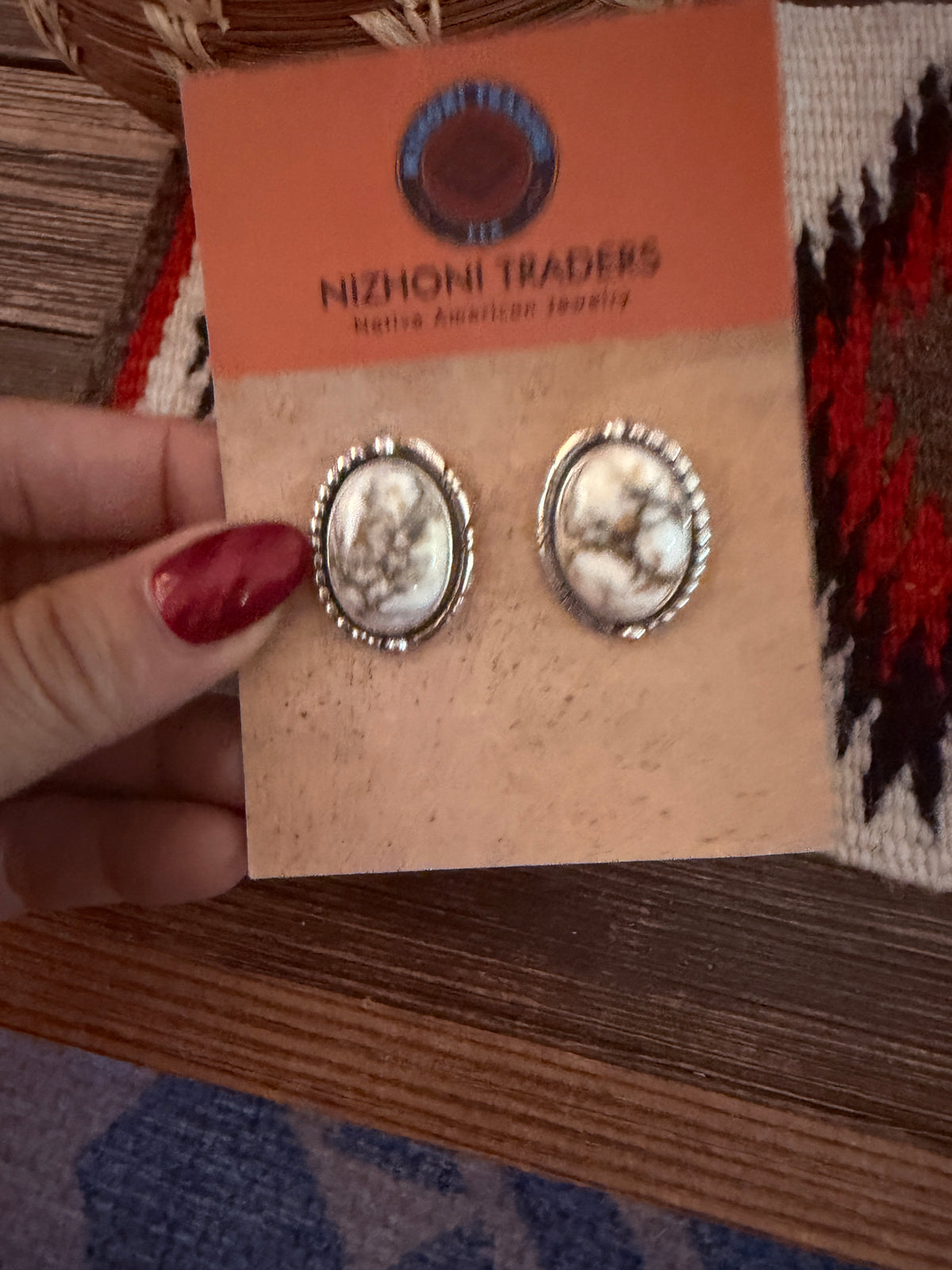 Handcrafted White Buffalo & Sterling Silver Post Earrings