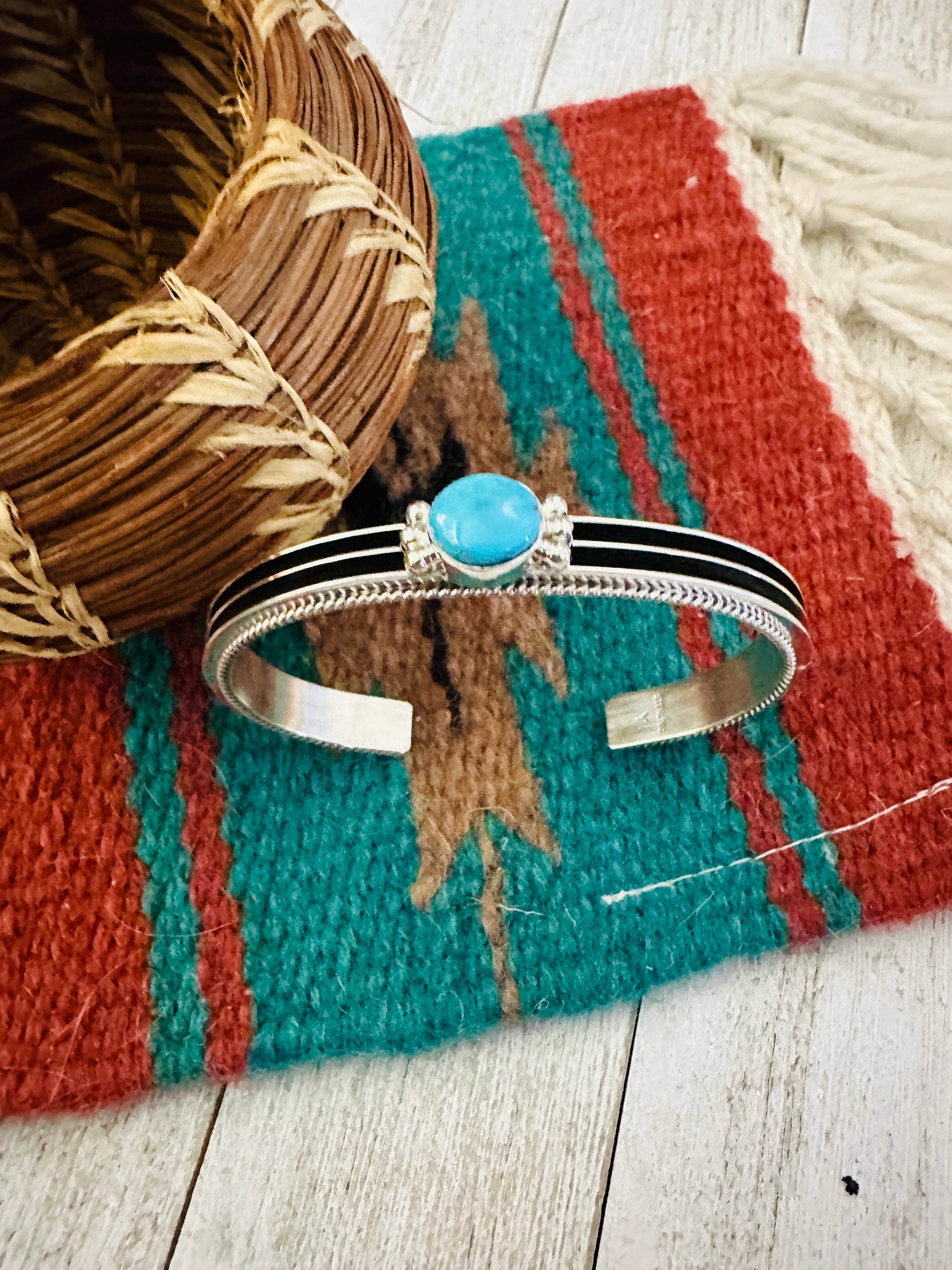 Navajo Sterling Silver & Turquoise Cuff Bracelet