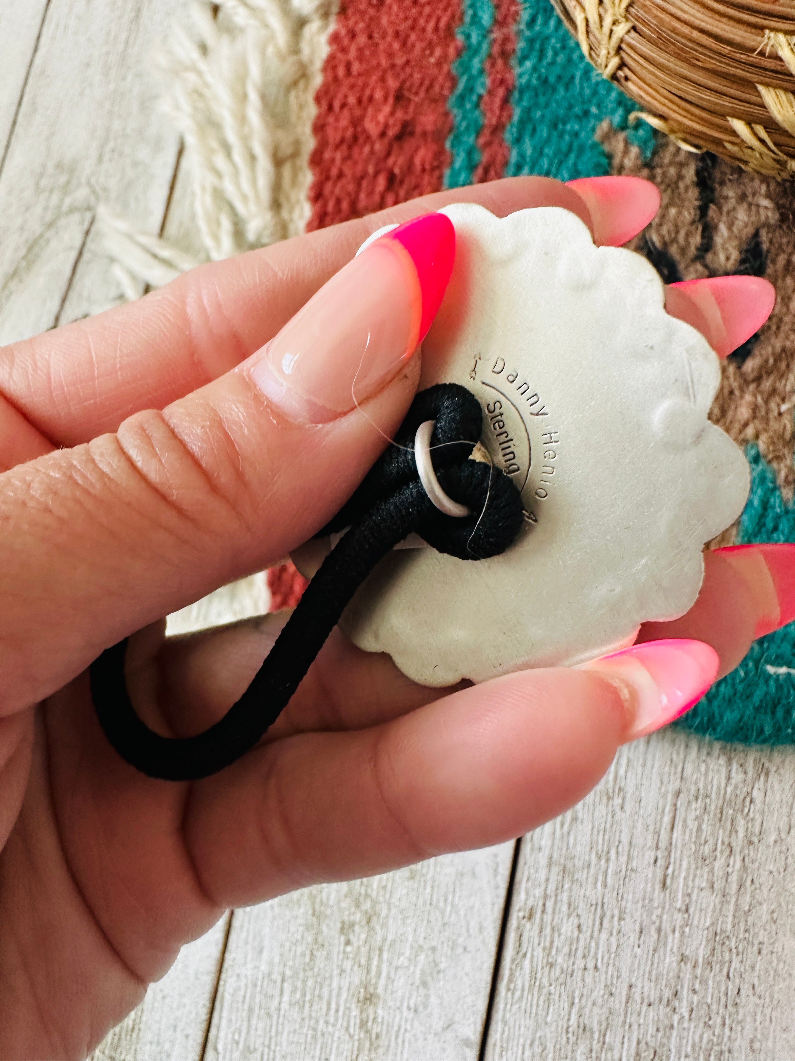 Handcrafted Turquoise & Sterling Silver Cluster Hair Tie