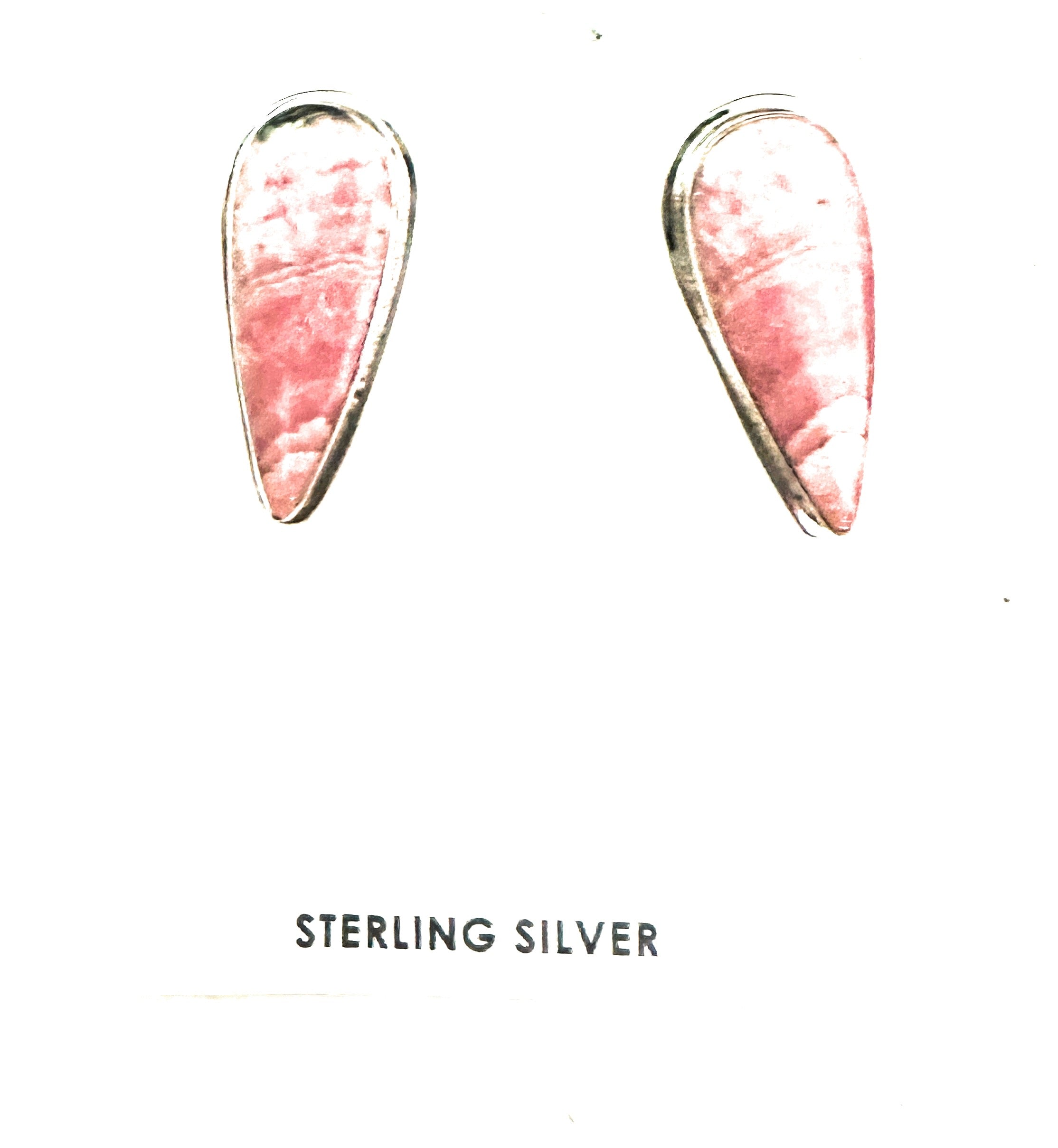 Navajo Rhodochrosite and Sterling Silver Clip On Earrings