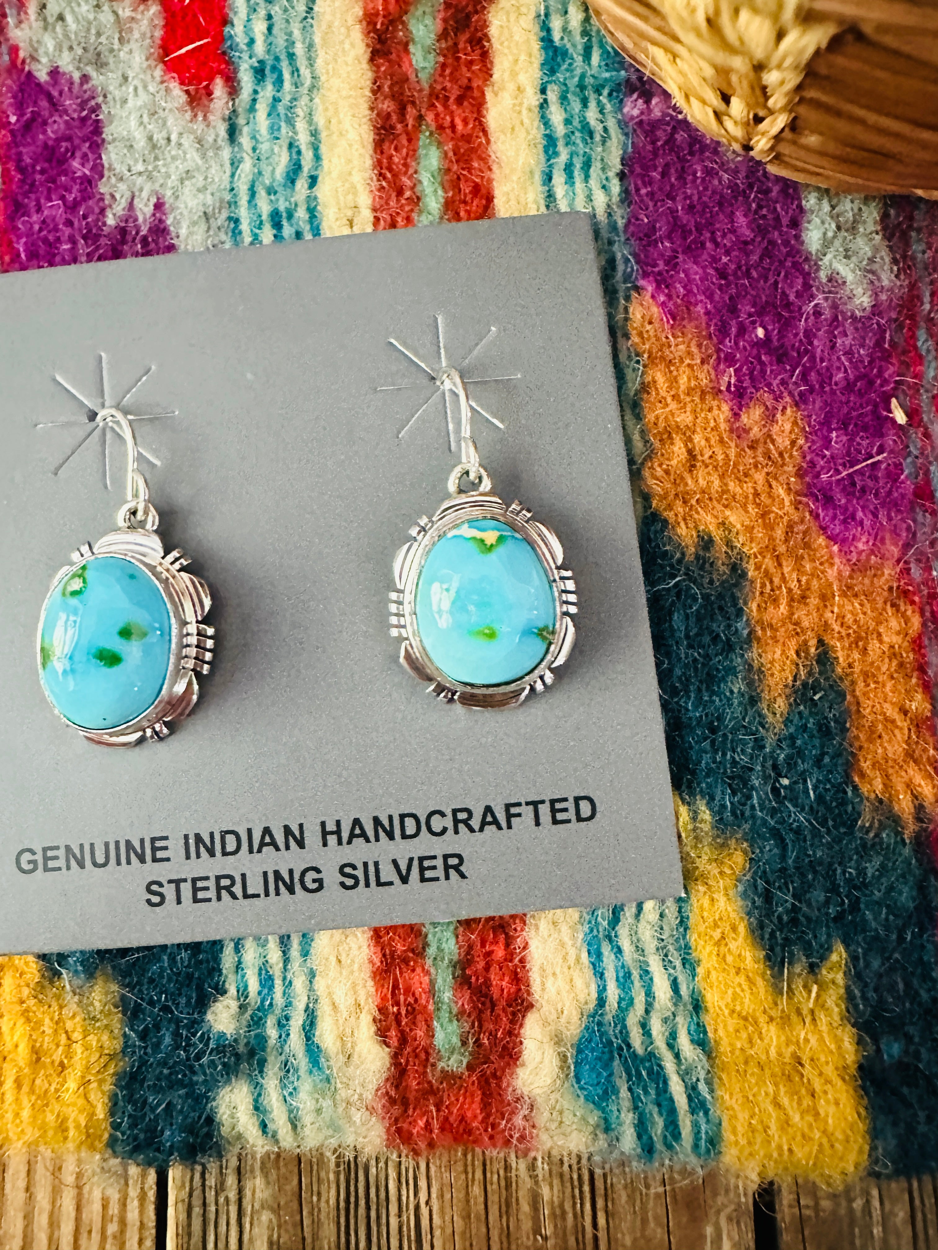 Handcrafted Sonoran Mountain Turquoise & Sterling Silver Dangle Earrings