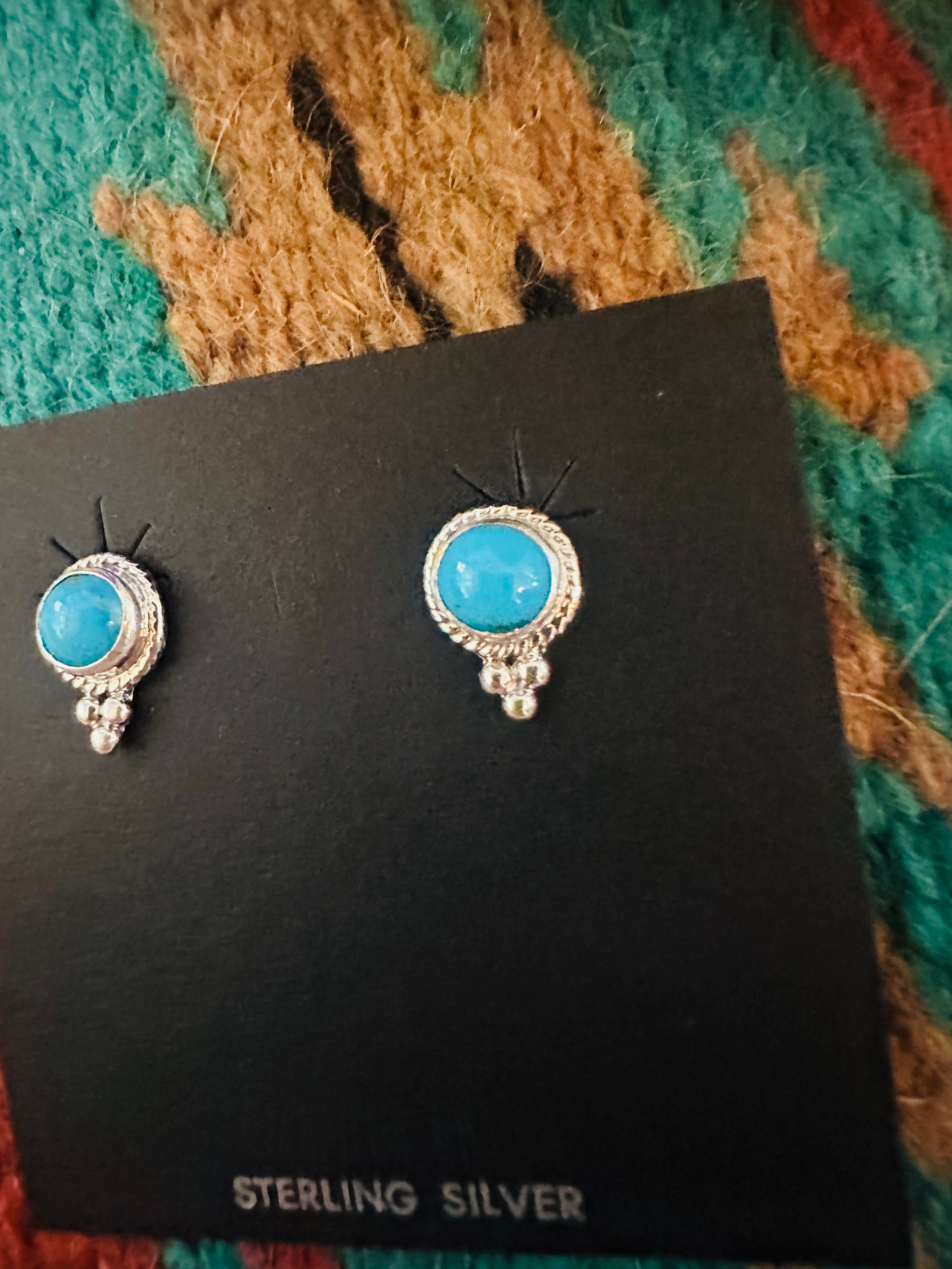 Navajo Sterling Silver & Turquoise Stud Earrings