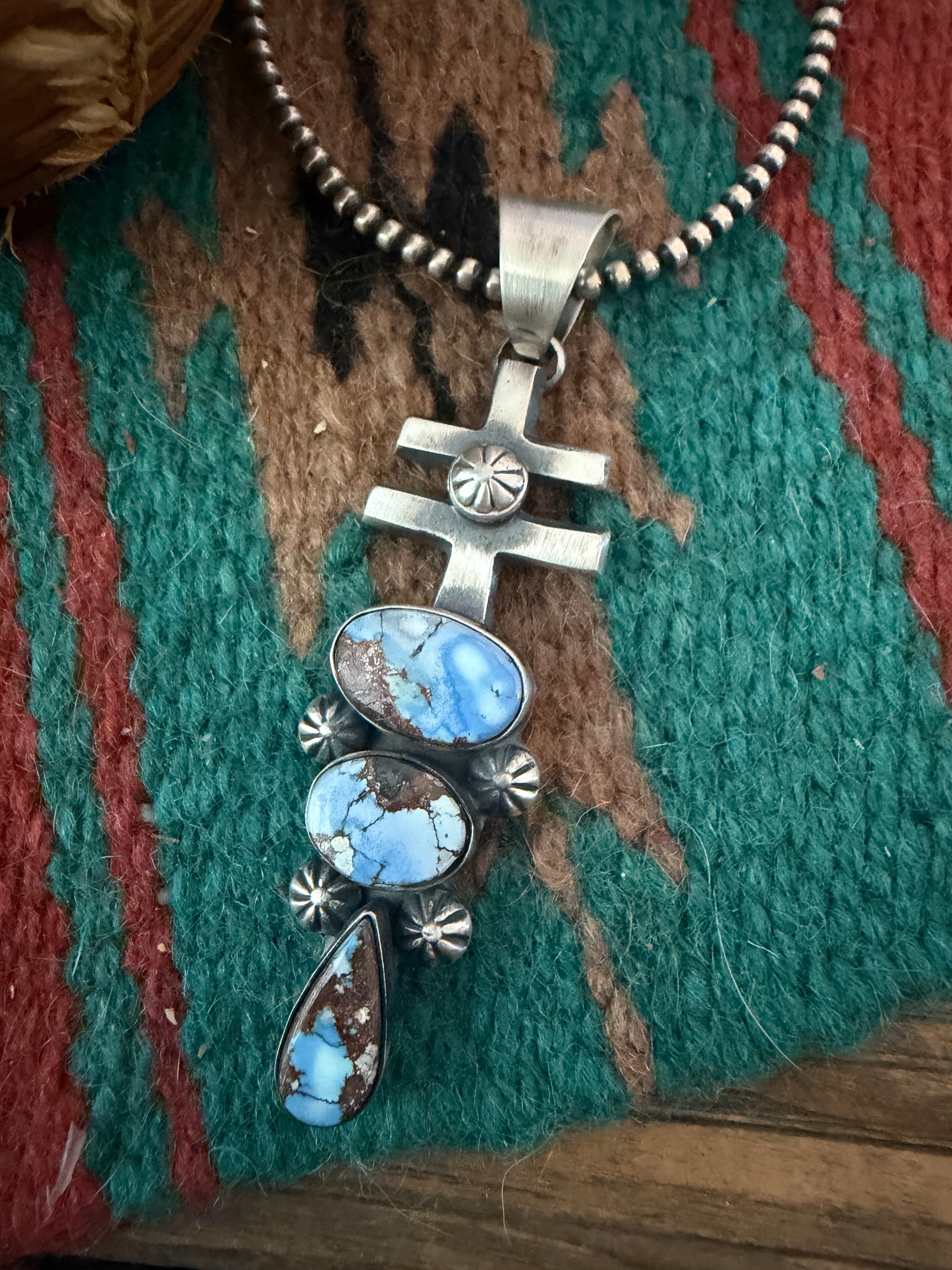Handcrafted Sterling Silver & Golden Hills Turquoise Pendant by Chimney Butte