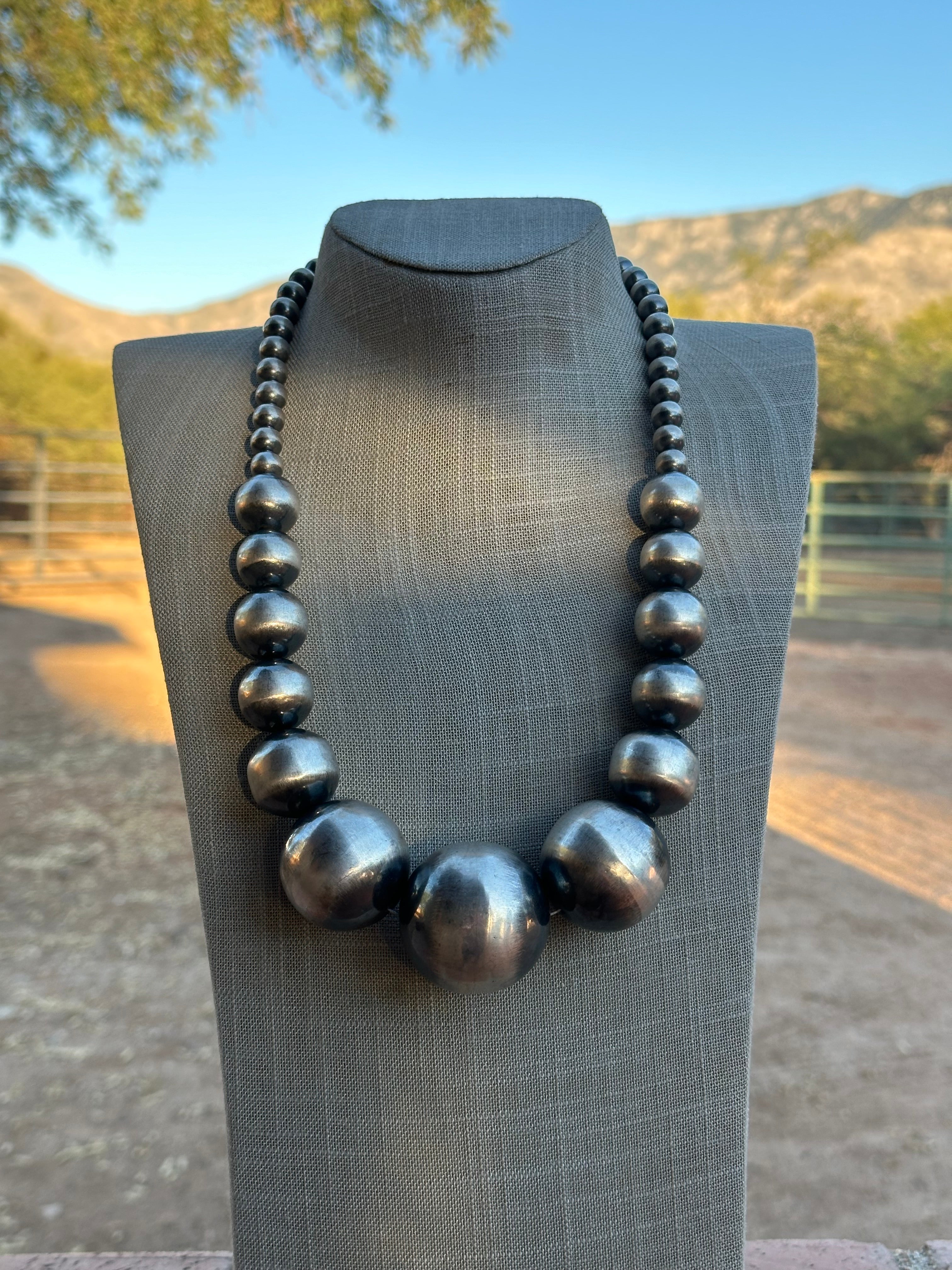 “The Masterpiece” Handmade Beaded Sterling Silver Pearl Necklace