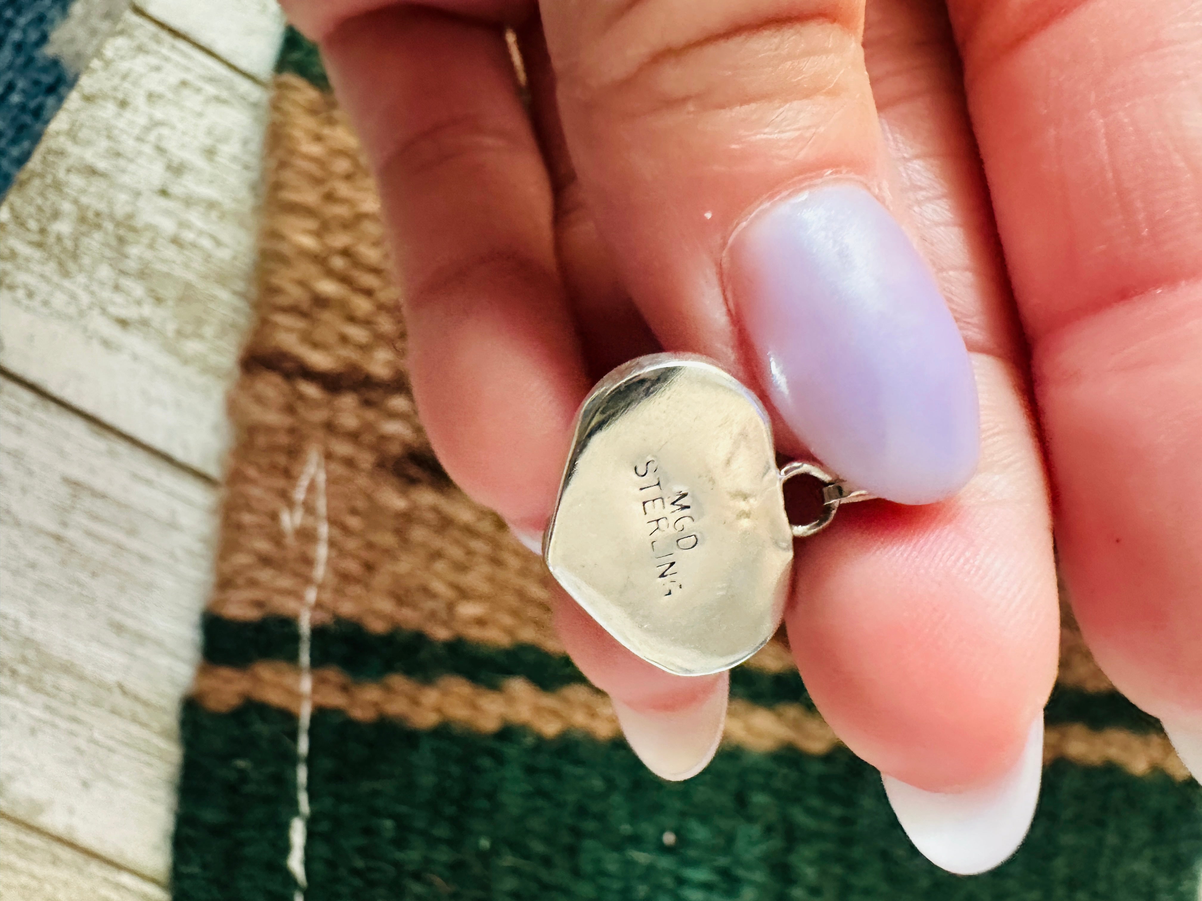 Handcrafted Hot Pink Opal & Sterling Silver Inlay Heart Pendant