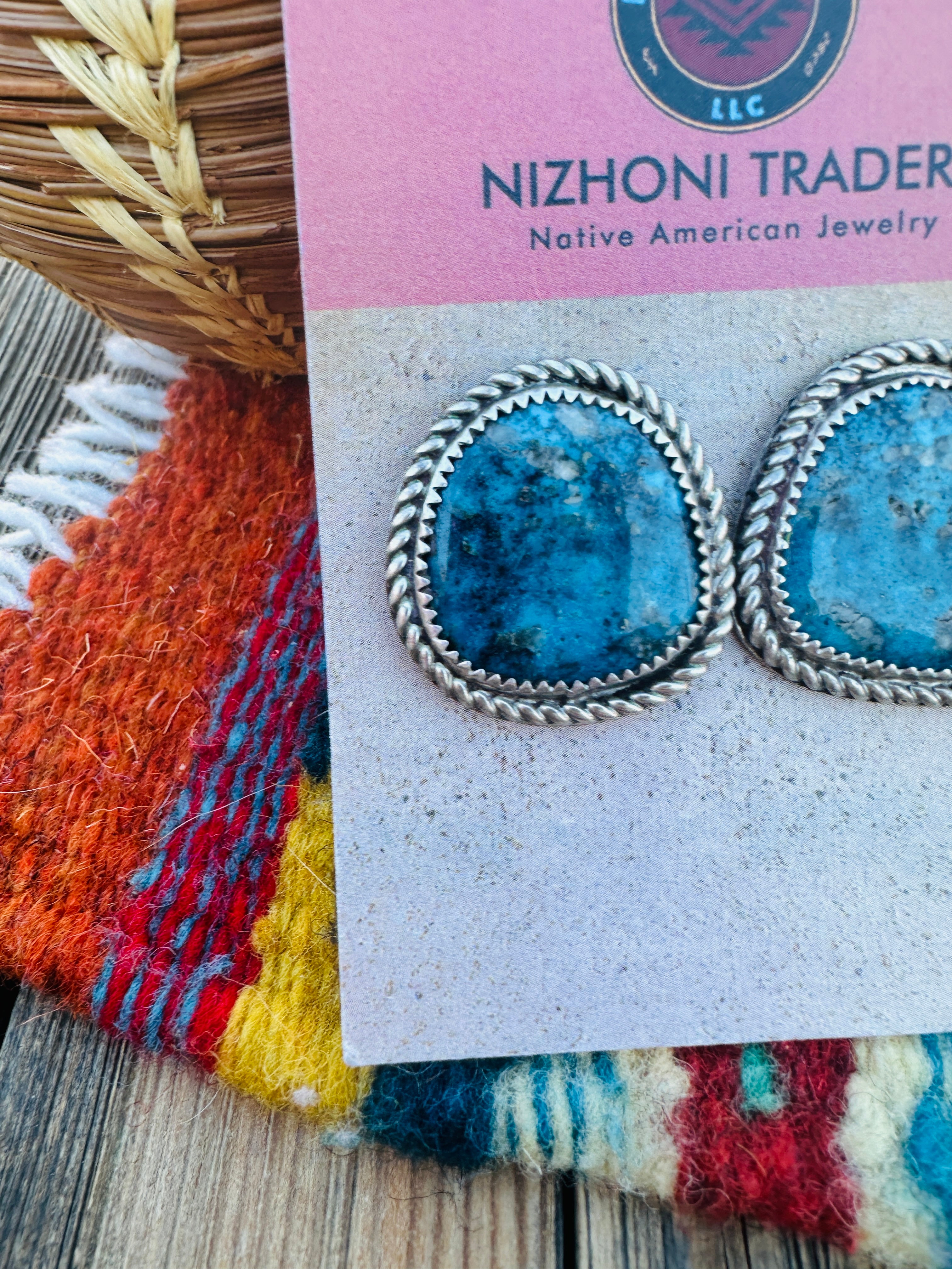 Handcrafted Old Pawn Sterling Silver & Turquoise Post Earrings