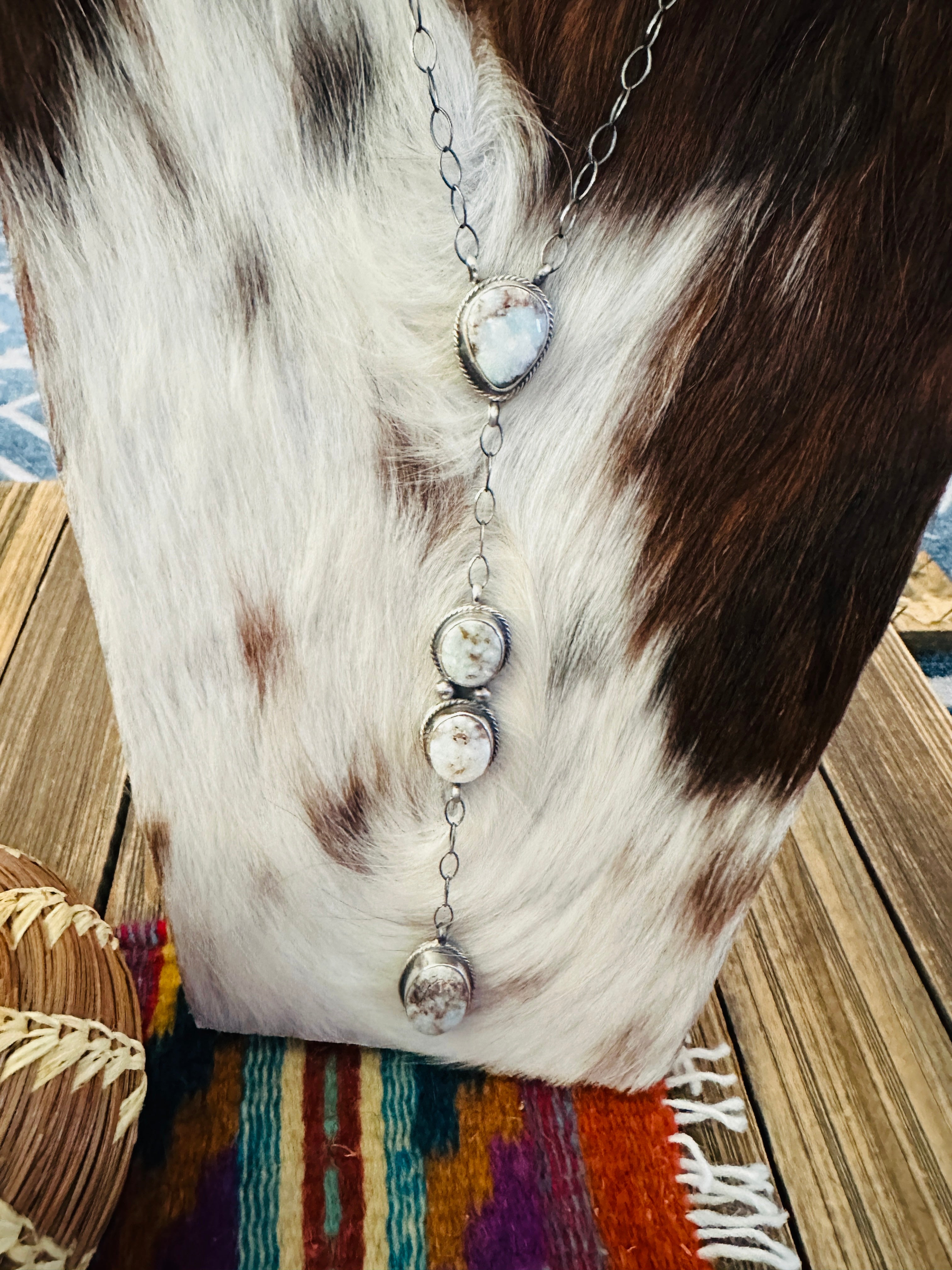 Handcrafted Dry Creek Turquoise & Sterling Silver Lariat Necklace