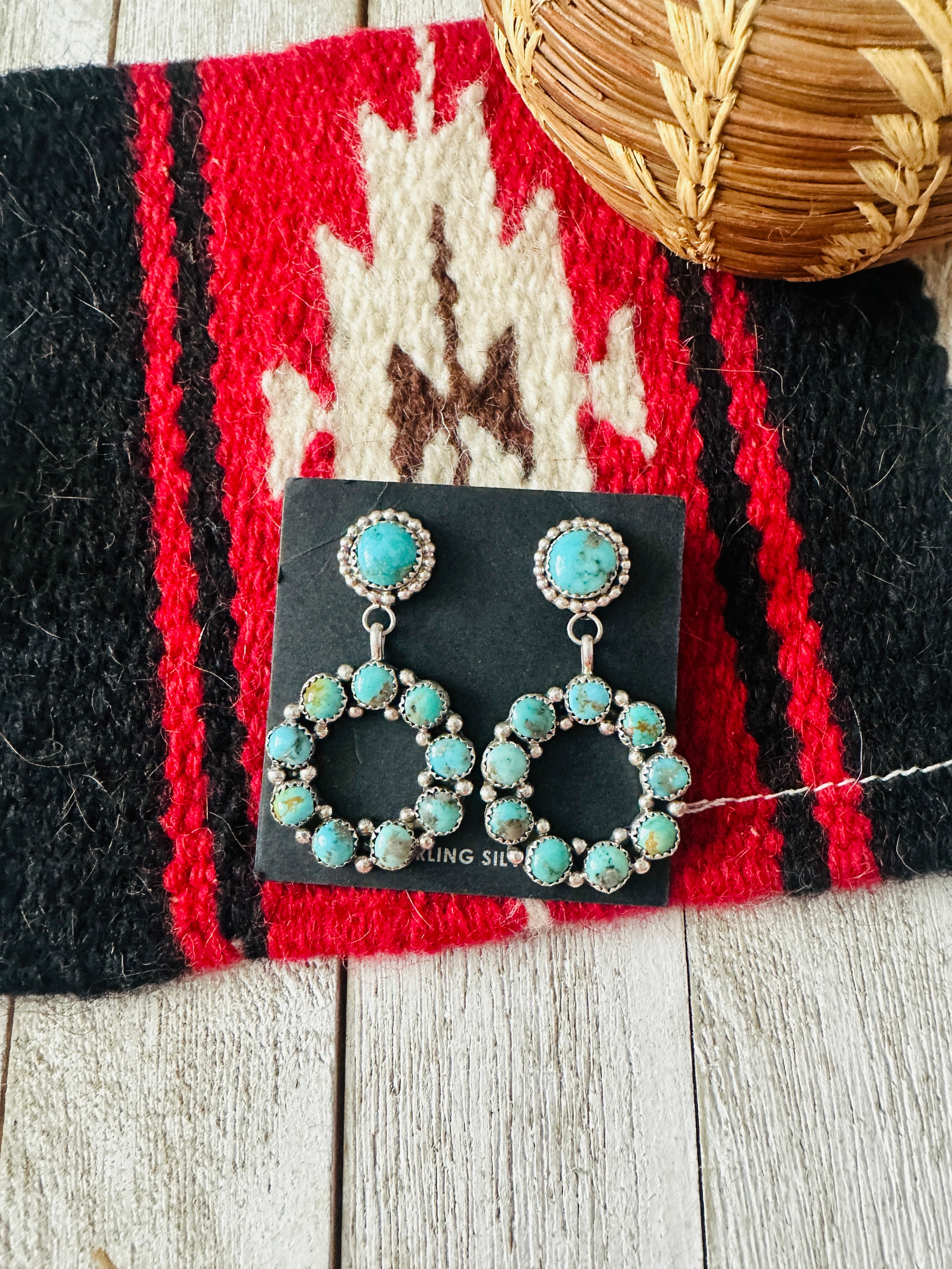 Navajo Sterling Silver & Turquoise Dangle Earrings