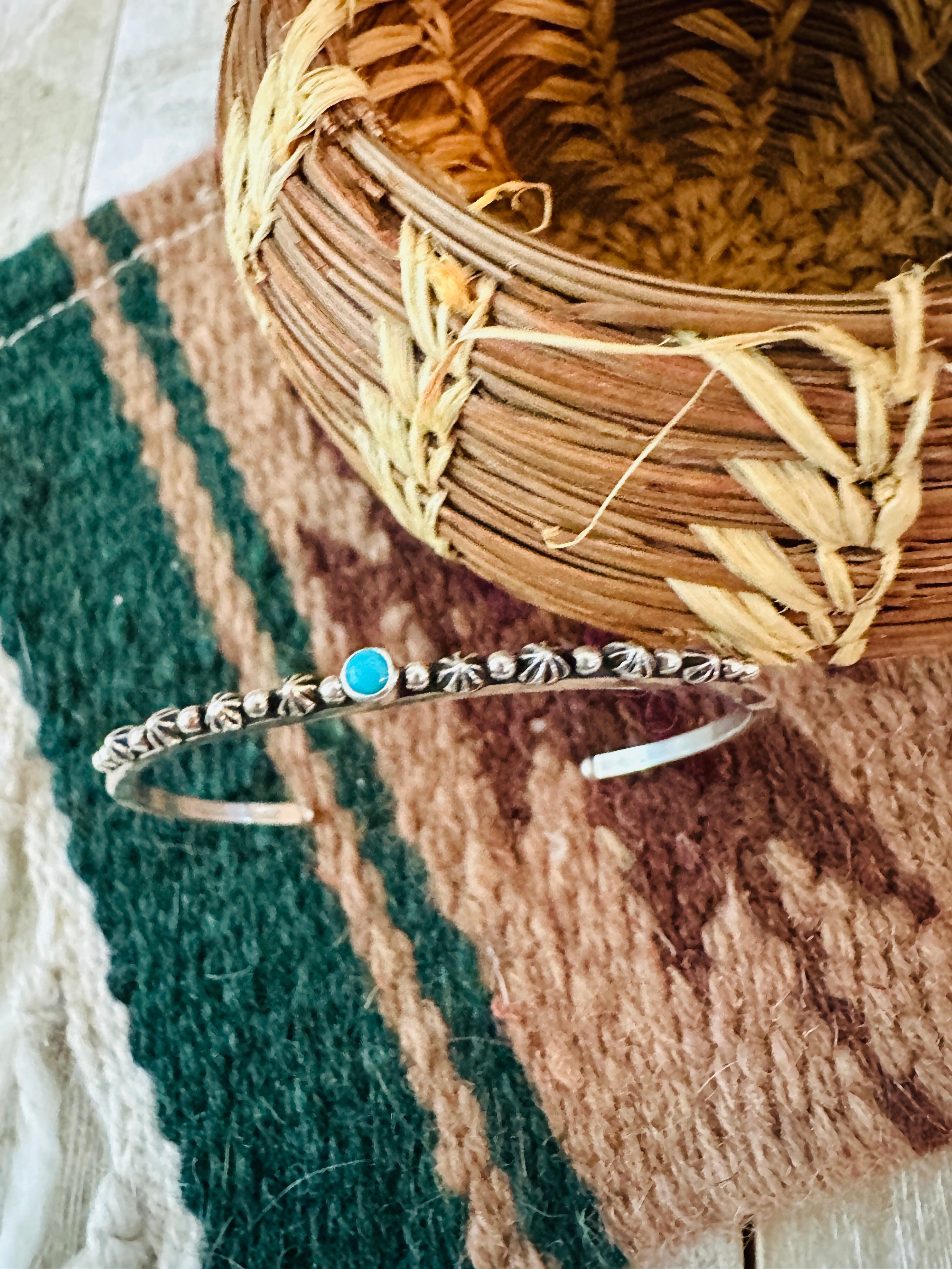 Handcrafted Sterling Silver & Kingman Turquoise Cuff Bracelet by Raymond Coriz /